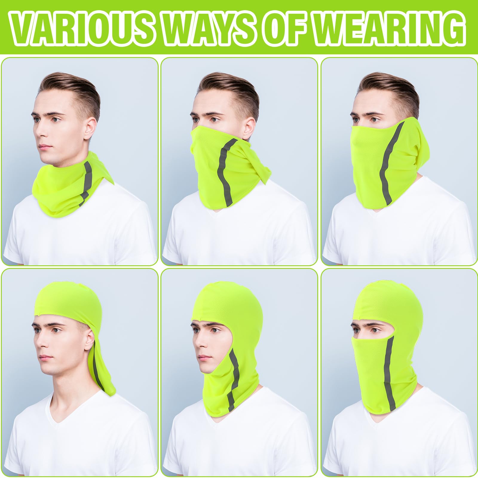 Blulu 8 Pcs Summer Balaclava Uv Sun Protection Full Face Mask Ski Mask For Men Women With Reflective Strip Cooling Breathable (F