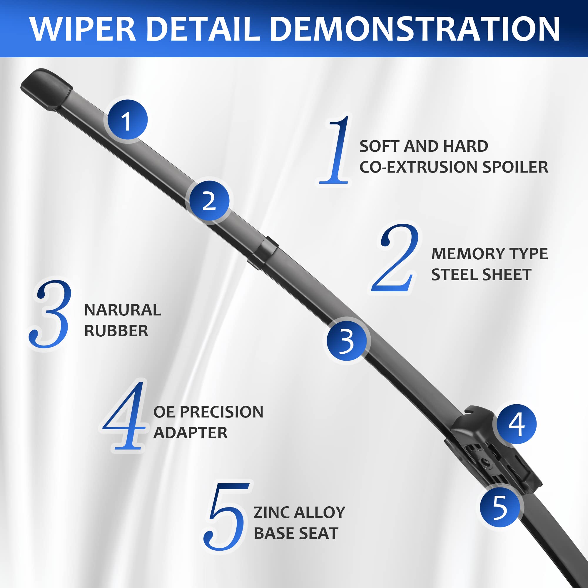 Windshield Wipers 24+20(Top Lock 16Mm,Set Of 2) Replacement For Audi A4 A5 S4 Q3 Q5 Sq5 S5 Rs5 2009-2020 Premium All-Season Automotive Windshield Wiper Blades