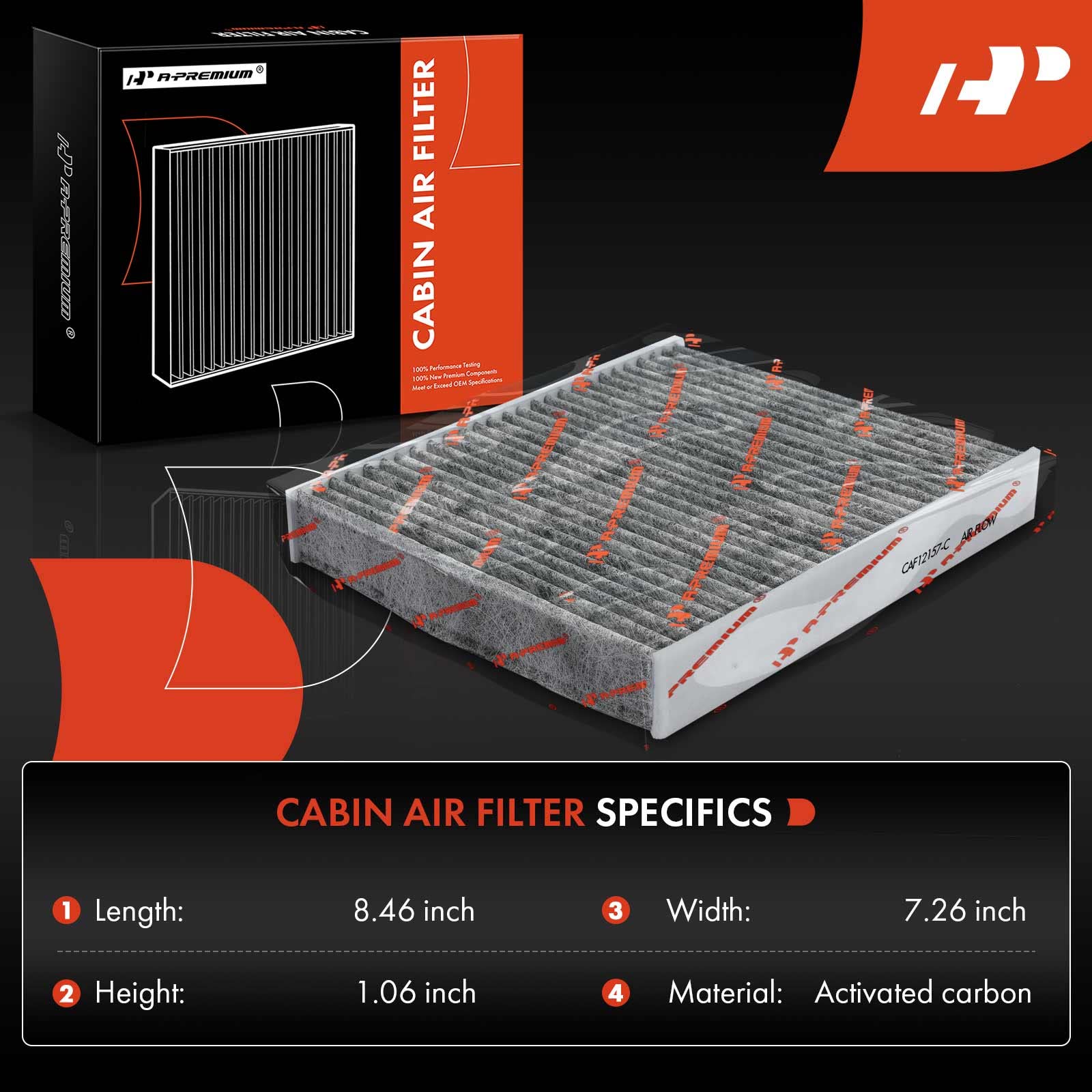 A-Premium 2-Pc Cabin Air Filter With Activated Carbon Compatible With Lexus, Toyota, Mazda Models - Avalon, Camry, Highlander, C
