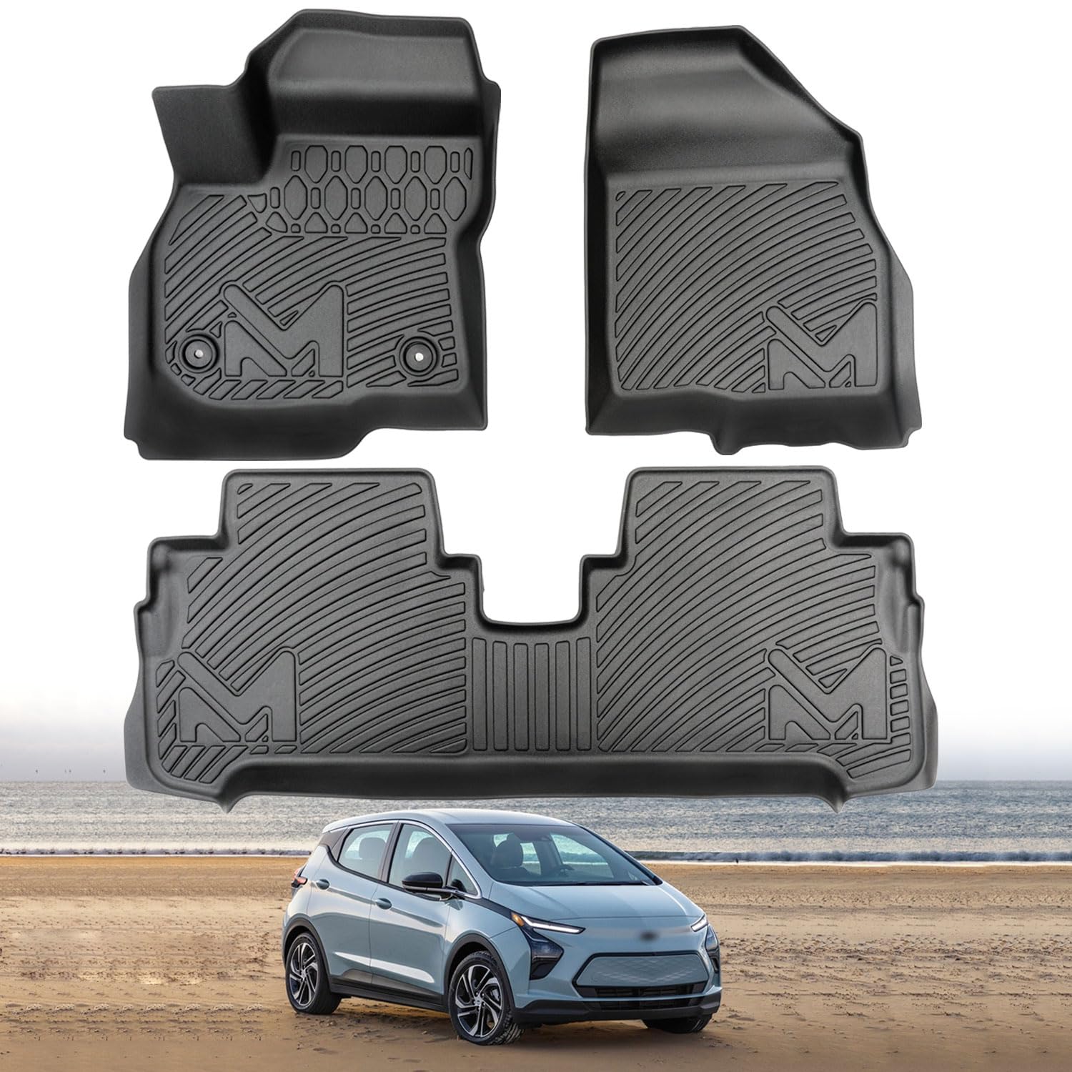 Tpe Automotive Floor Mats Custom For 2017-2024 Chevrolet Bolt Ev (Not For Euv), All Weather Cover Protection Waterproof Black Fl