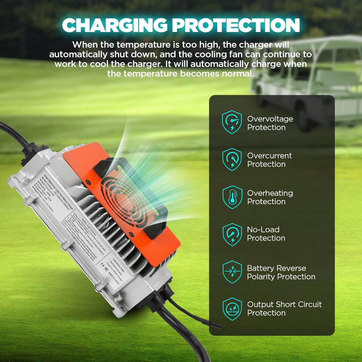 CMTOOL Golf Cart Charger 48 Volt Club Car 18 AMP 48 Volt Golf Cart Battery Charger 1250W Smart Club Car Charger 48V Golf Cart Ch