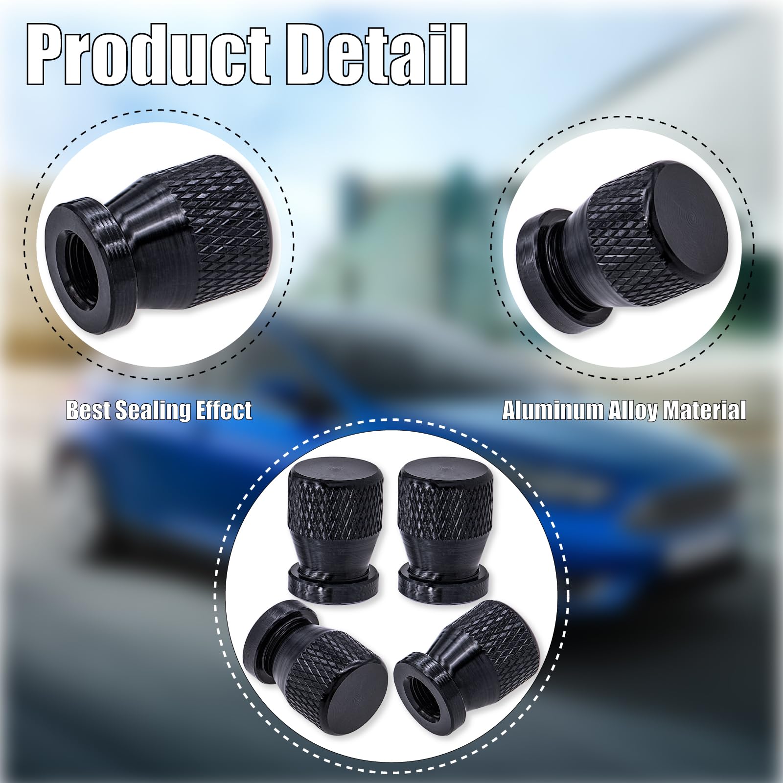 Meajoo 6Pcs Car Tire Valve Stem Caps, Anodized Premium Alloy Air Caps Cover Accessories, Corrosion Resistant Leak-Proof, Univers