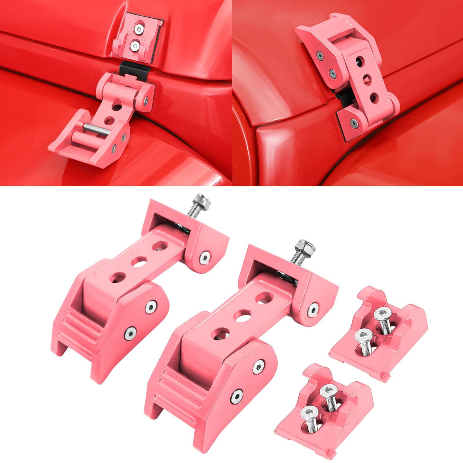 Rt-Tcz For Wrangler Hood Latches Catch Kit Compatible With Jeep Wrangler Jk Jl Gladiator Jt 2007-2025 Pink Exterior Accessories
