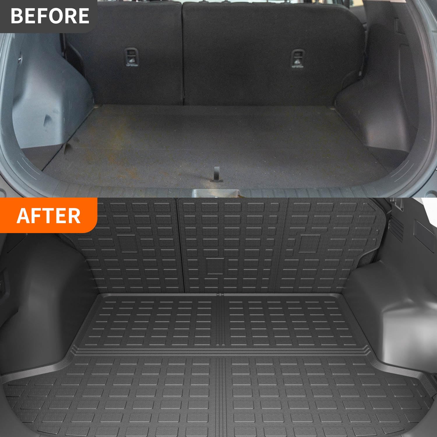 powoq Fuel & Hybrid Cargo Mat for 2023-2026 Kia Sportage, TPE, Trunk Mat + Backrest Mat, Model KIASP01