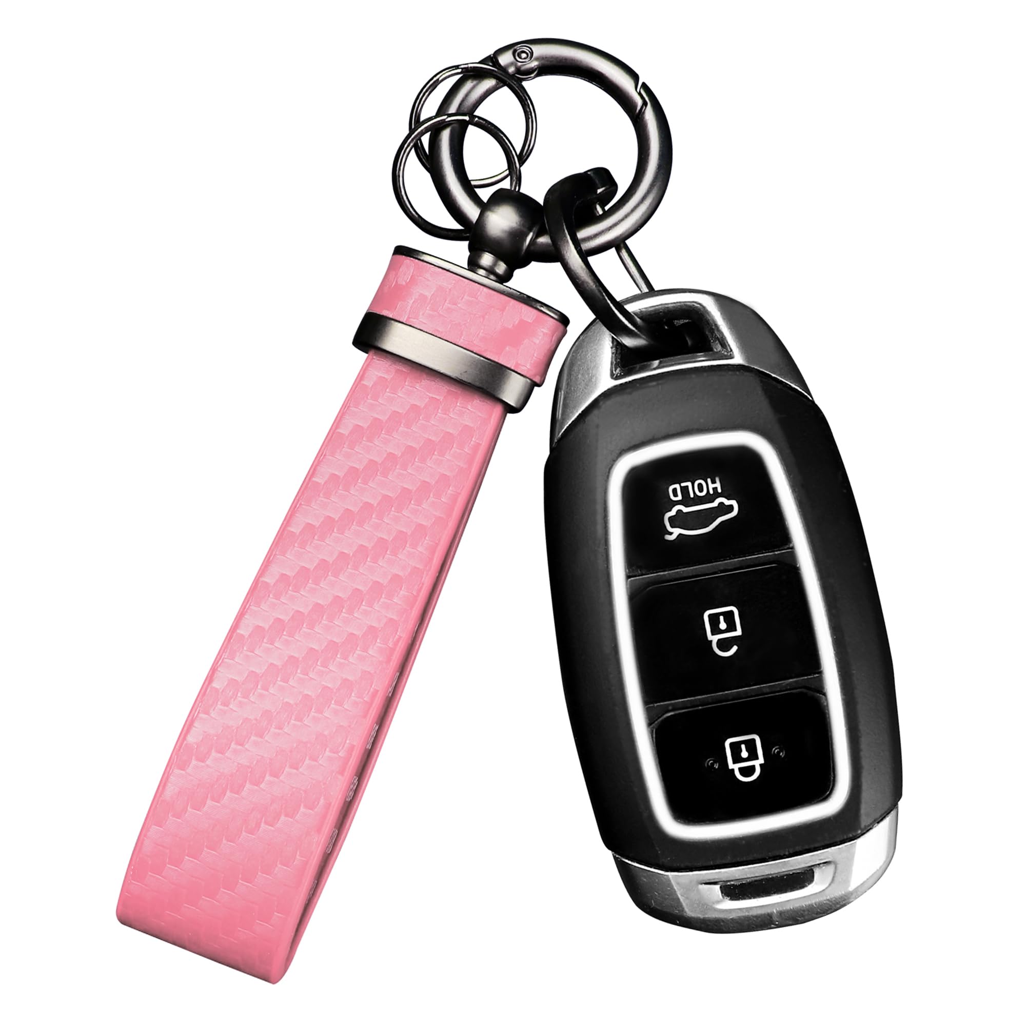 Turcee Carbon Fiber Car Keychain,Automotive Interior Accessories Keychains Leather Car Key Fob,Car Accessories Key Ring&Anti-Los