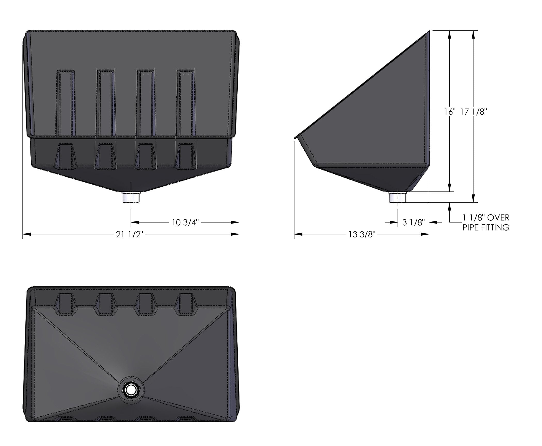 Camco Tankless Water Heater Drain Pan, PVC Fitting, One Size, Black, Model 11470, Metal Construction