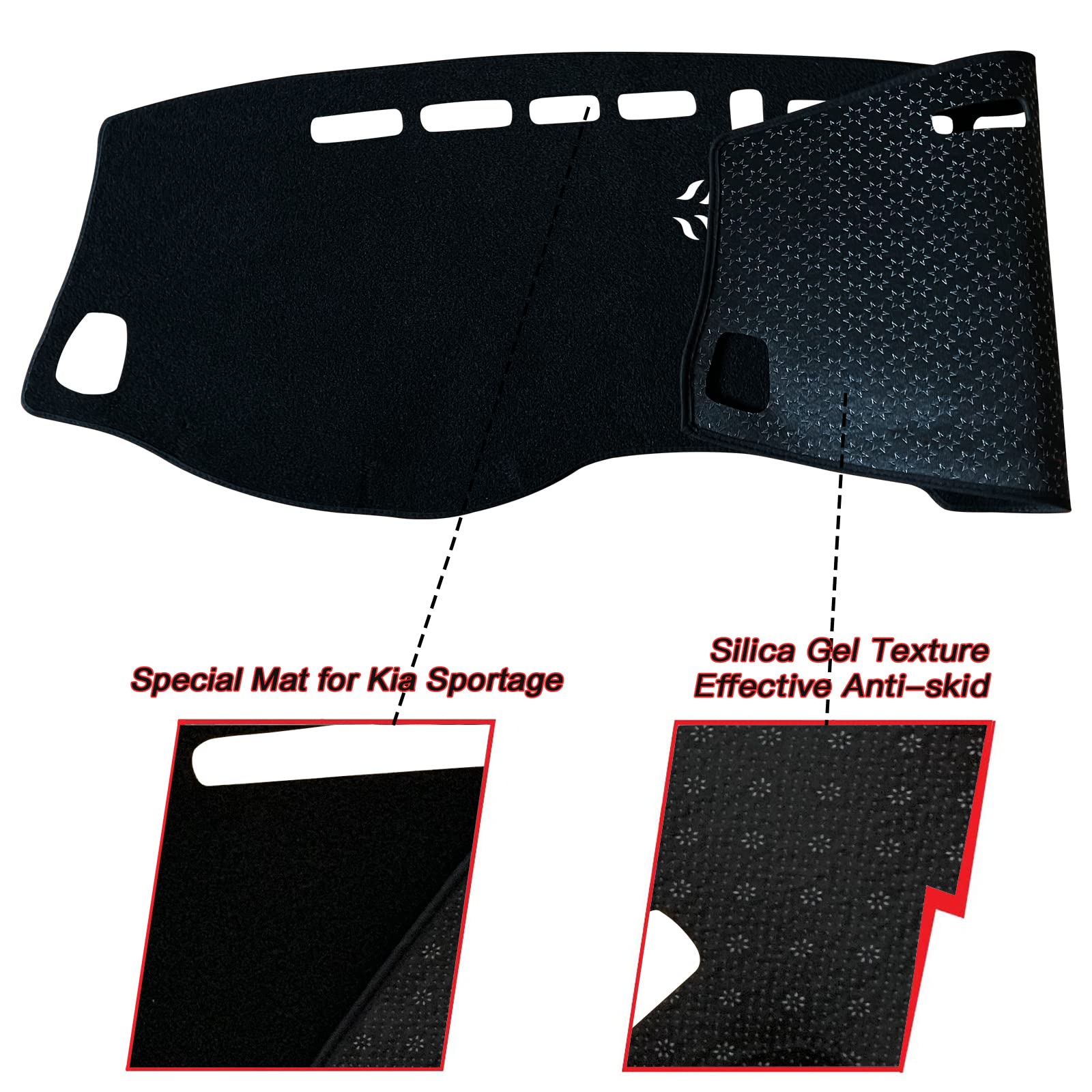 Keegtbox Dash Mat Cover Custom Interior Center Console Compatible With Kia Sportage Suv 2017 2018 2019 2020 2021 2022 Dashboard