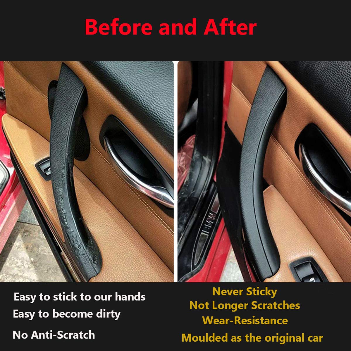 Ttcr-Ii Compatible With Bmw 3 Series Door Handle Covers 2006-2012, Completed Part 2 Pcs For E90 E91 Door Pull Handles Replacemen