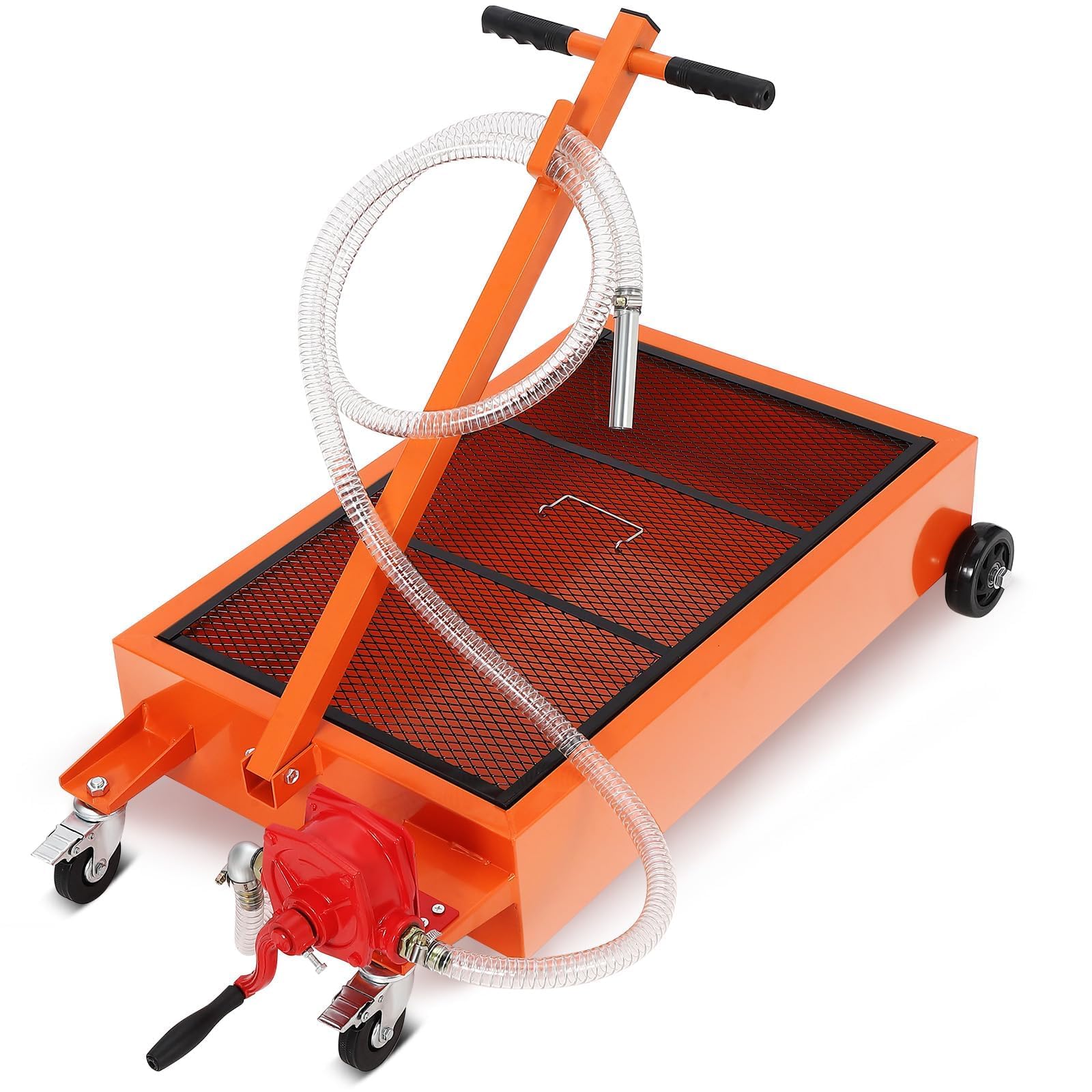 Danolapsi 17 Gallon Oil Drain Pan, Low Profile Electric Oil Drain Tank with 110V Pump, Large Capacity Rolling Oil Change Pan wit
