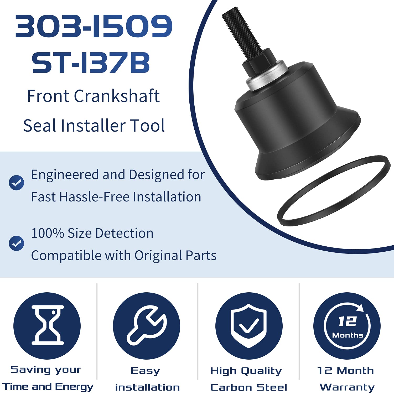 303-1509 & 303-1509-01 6.7L Front Crankshaft Seal Installer Tool, Fits for 2011-2021 Ford Super Duty F-250/350 /450/550, 6.7L Po