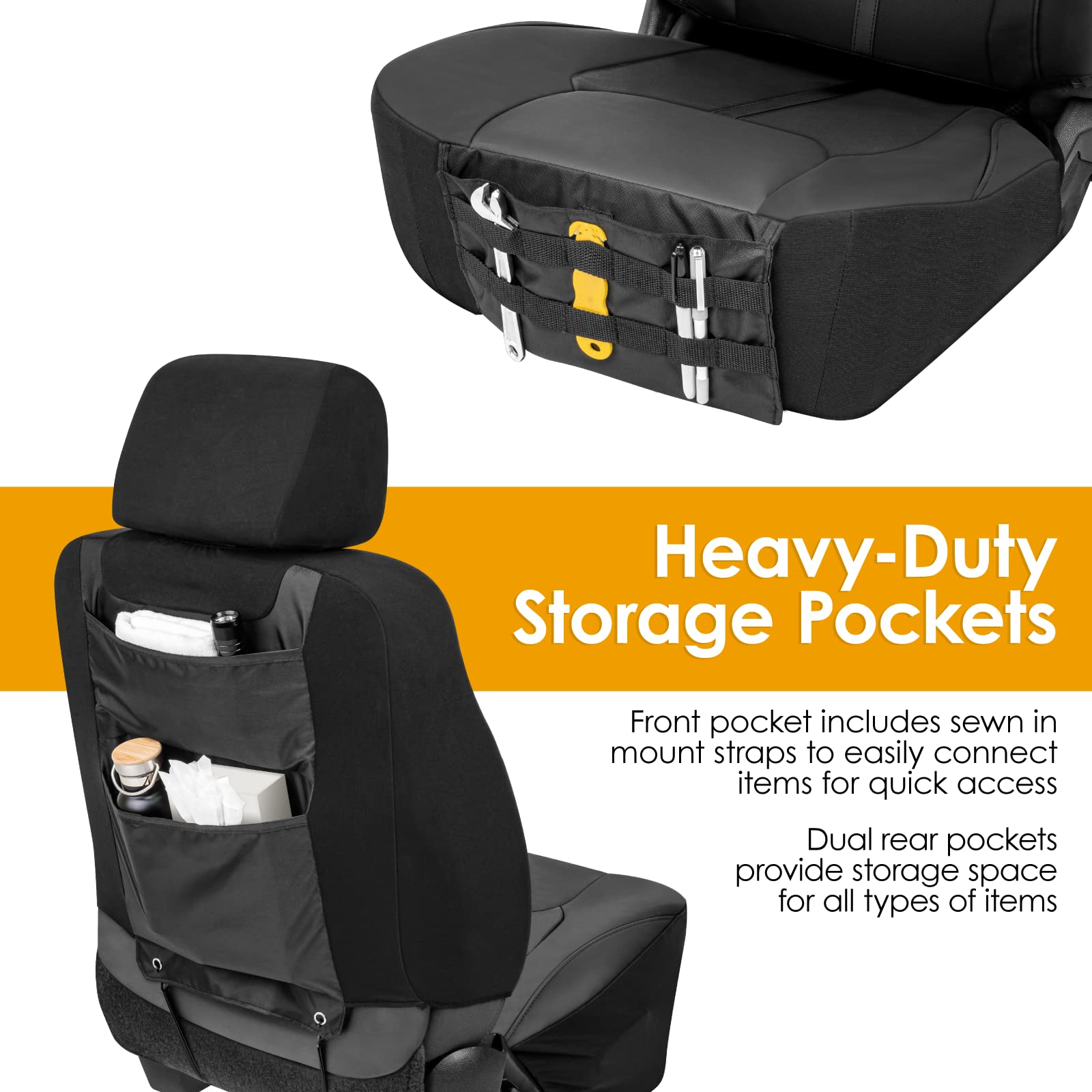 Lpi Truck Colton Heavy Duty Truck Seat Covers For Front Seats; Fits Full-Size Suv Or Truck;Built-In Molle Style Organizer; Semi-