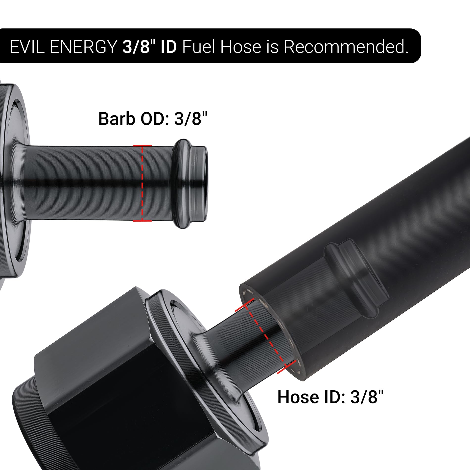 EVIL ENERGY 10AN Female to 3/8'' Barb Hose Fitting Straight Swivel 2PCS