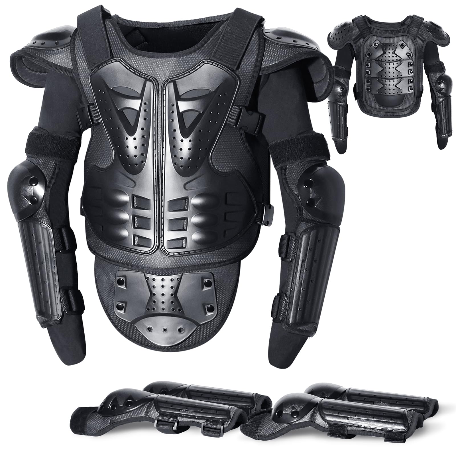 StarknightMT Kids Motorcycle Armor Suit - Protective Dirt Bike Gear, Black, Polyethylene, Model: StarknightMT