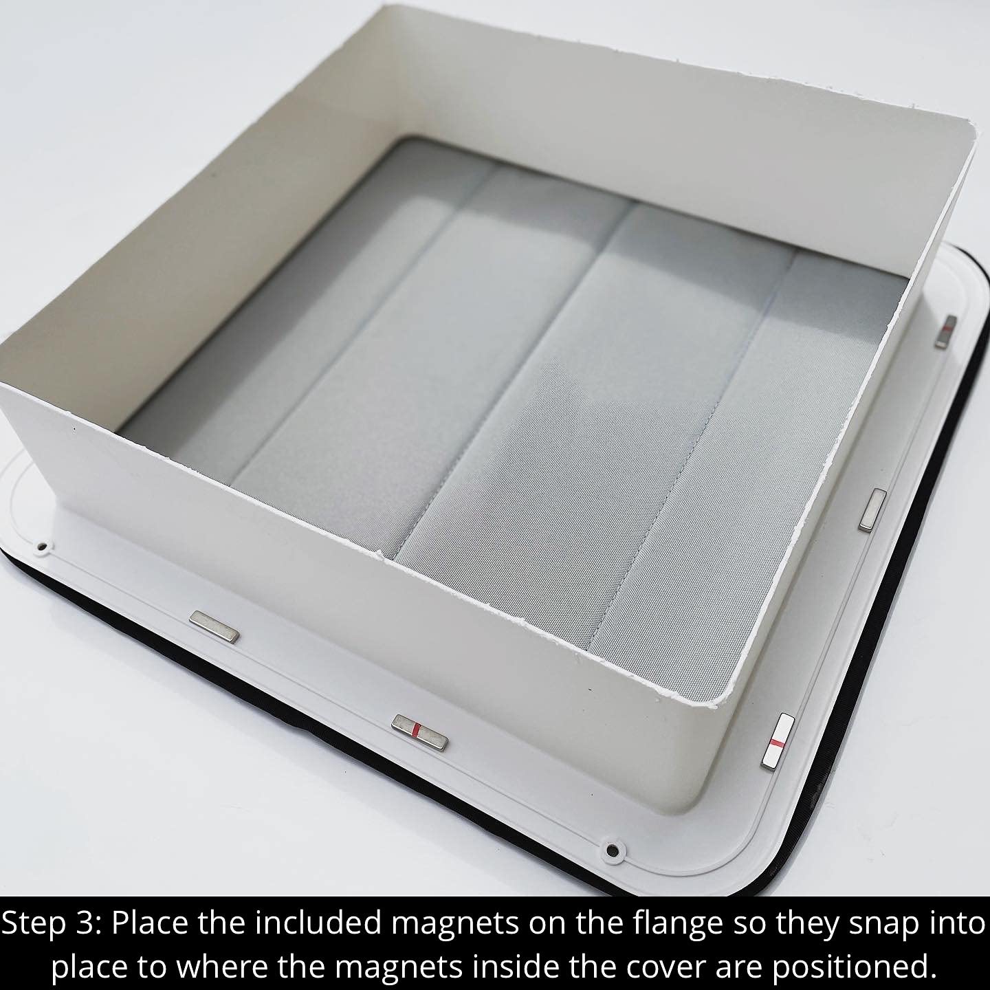 VanEssential Magnetic Insulated Roof Vent Sun Cover for MaxxAir & Fantastic Fan, 16.5" x 16.5", Cool Gray, Aluminum