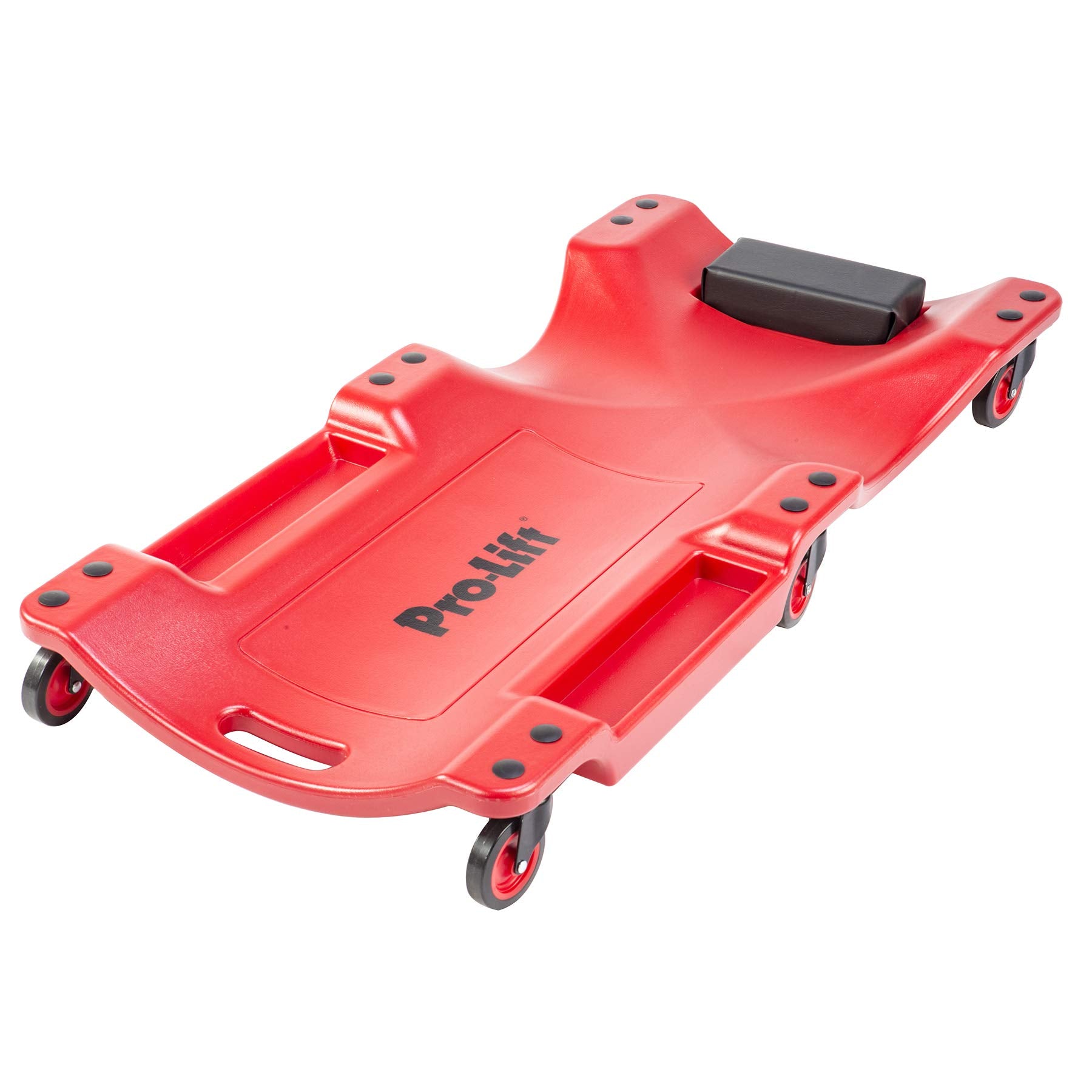 Pro Lift Mechanic Plastic Creeper 40 Inch - Blow Molded Ergonomic HDPE Body with Padded Headrest & Dual Tool Trays - 350 Lbs Cap