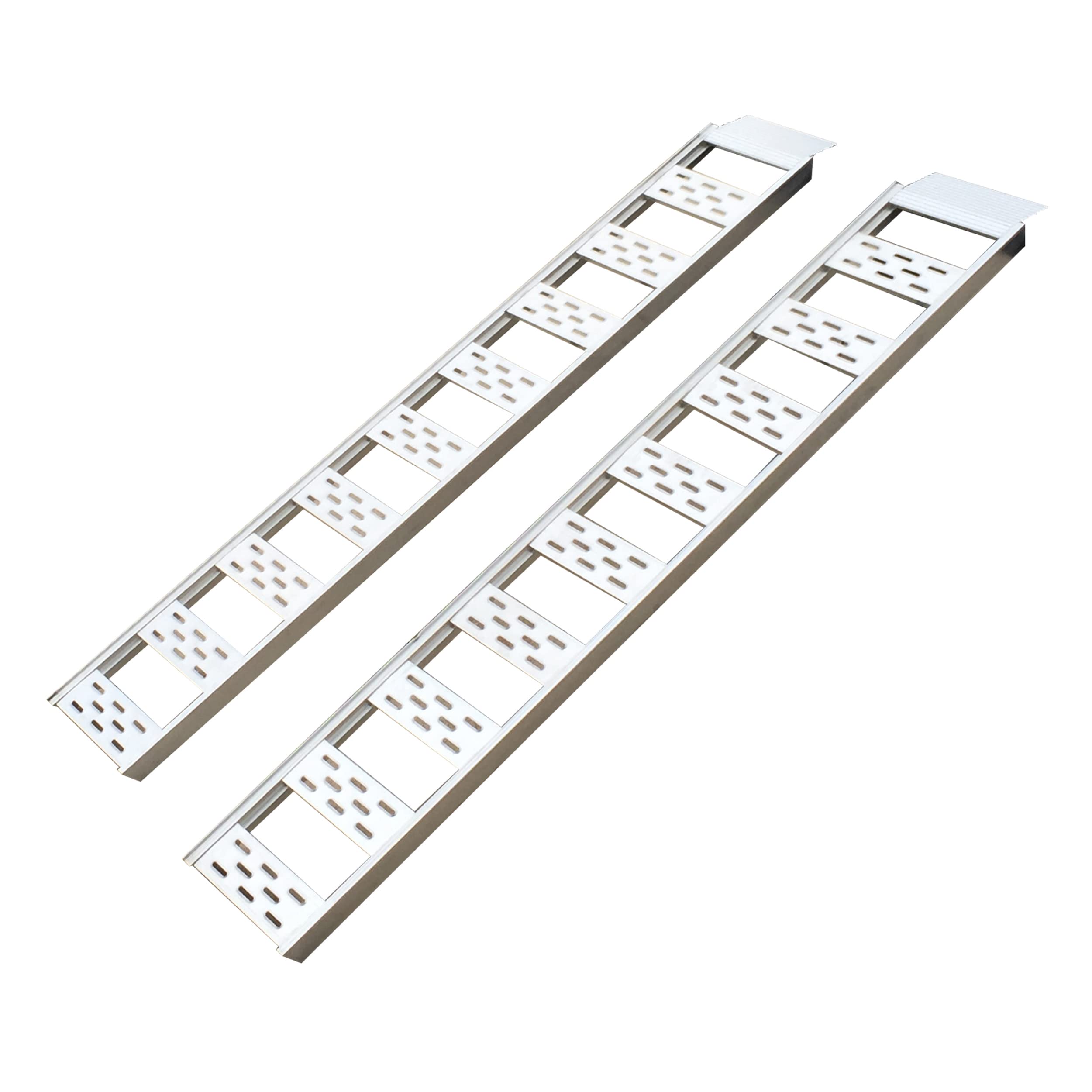 Cargosmart Aluminum Straight Fixed Ramp With Treads (2Pk) - Easily And Safely Load And Unload Light Equipment, Lawn Tractors, At