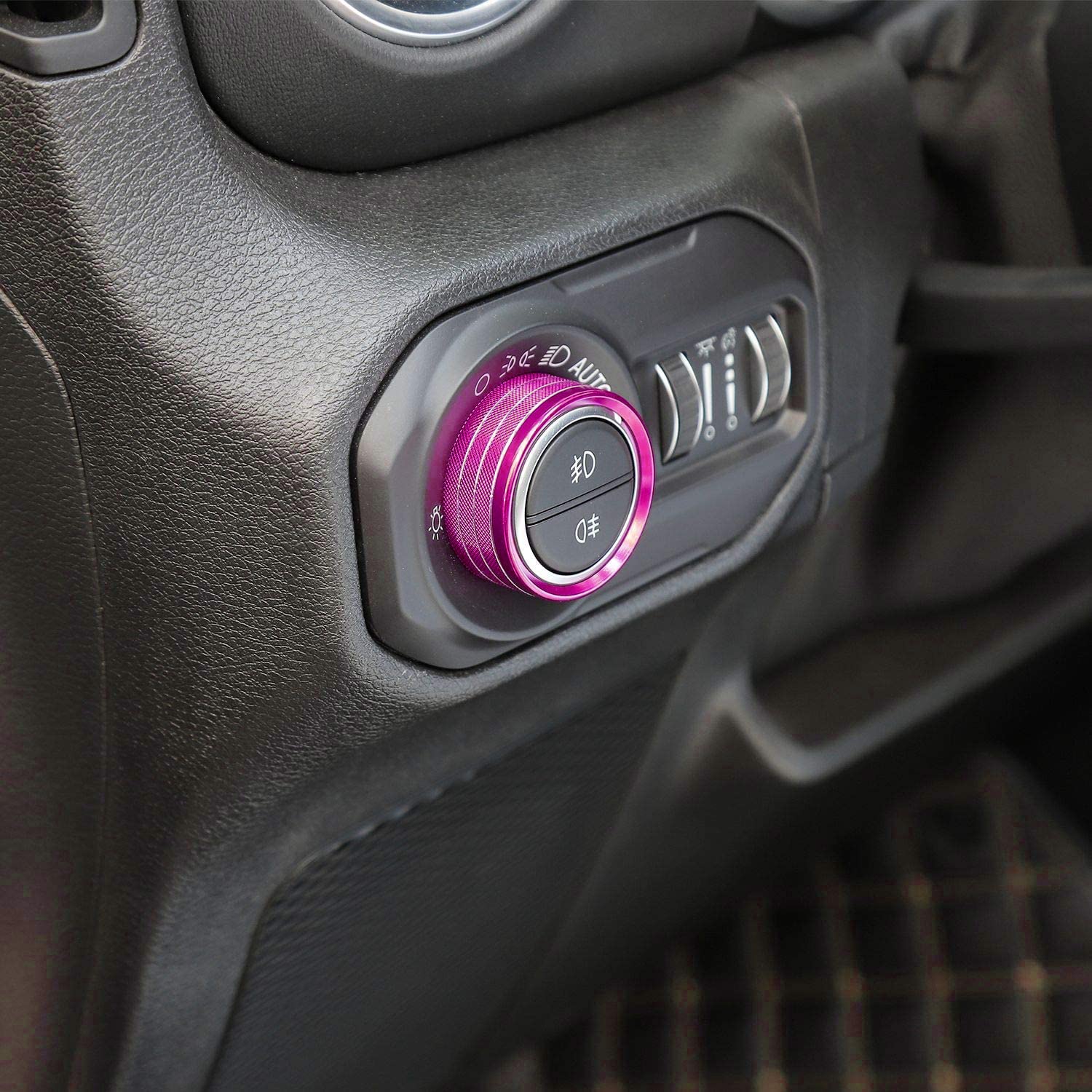 Voodonala Air Conditioner Headlight Switch Knob Trim For2018-2022 Jeep Wrangler Jl Jlu Gladiator Jt, Pink Aluminum Alloy 4Pcs