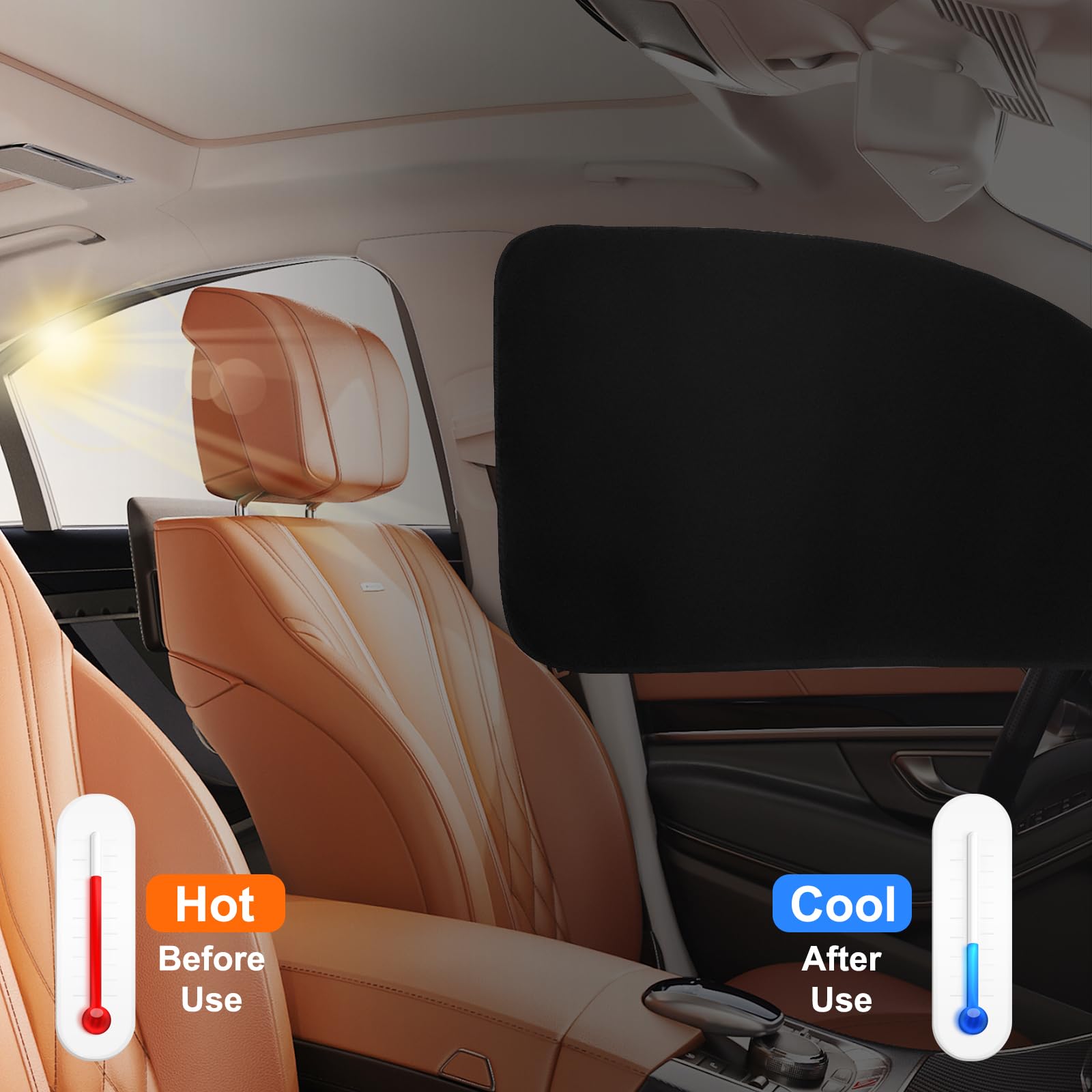 Ovege Car Window Shade Magnetic - Car Side Window Sun Shade Car Curtain Suedette UV Protection Privacy Baby Suction Magnetic (Fr