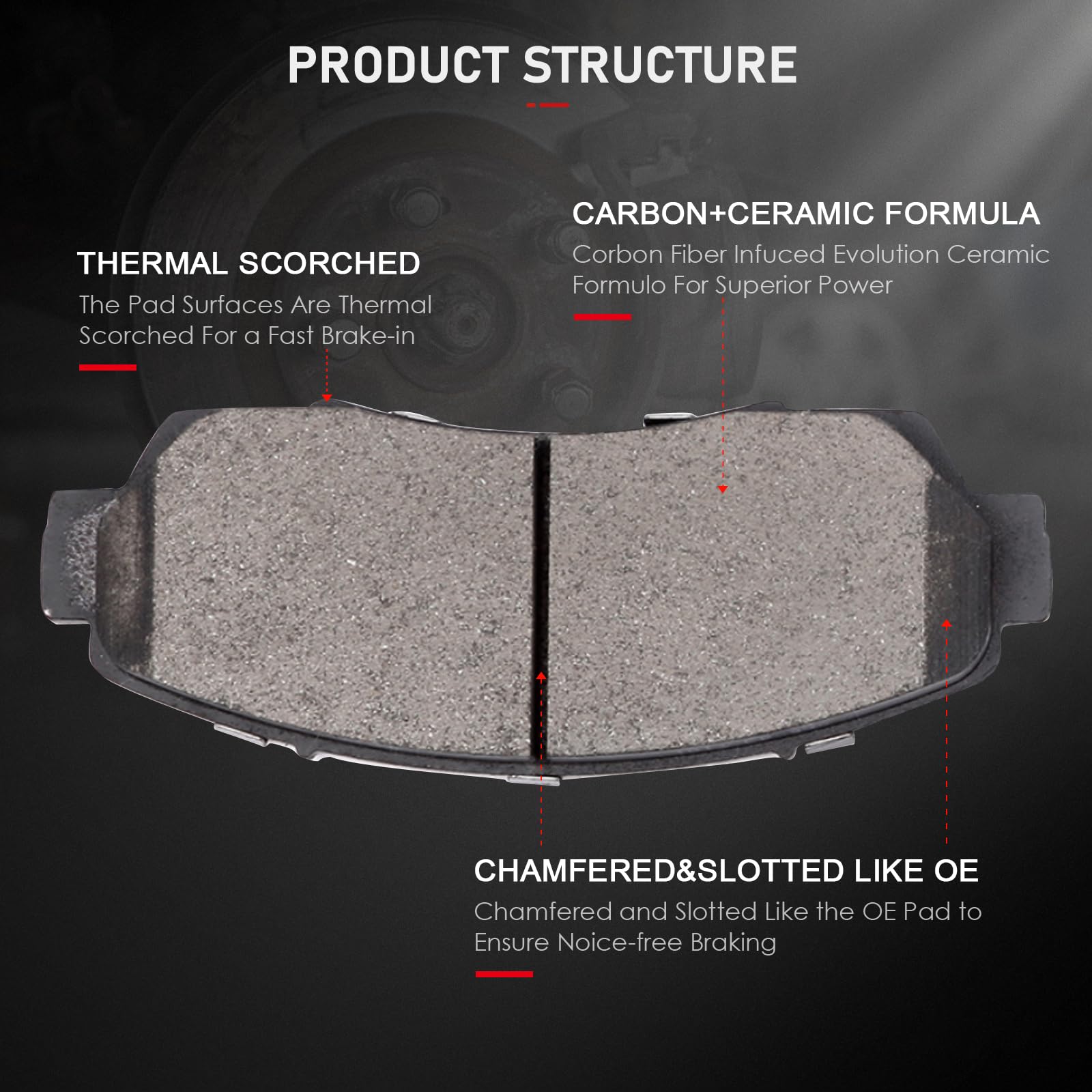 Cciyu D1521 D1281 Front & Rear Professional Ceramic Brake Pads Set Fit For 2011-2017 For Honda Odyssey