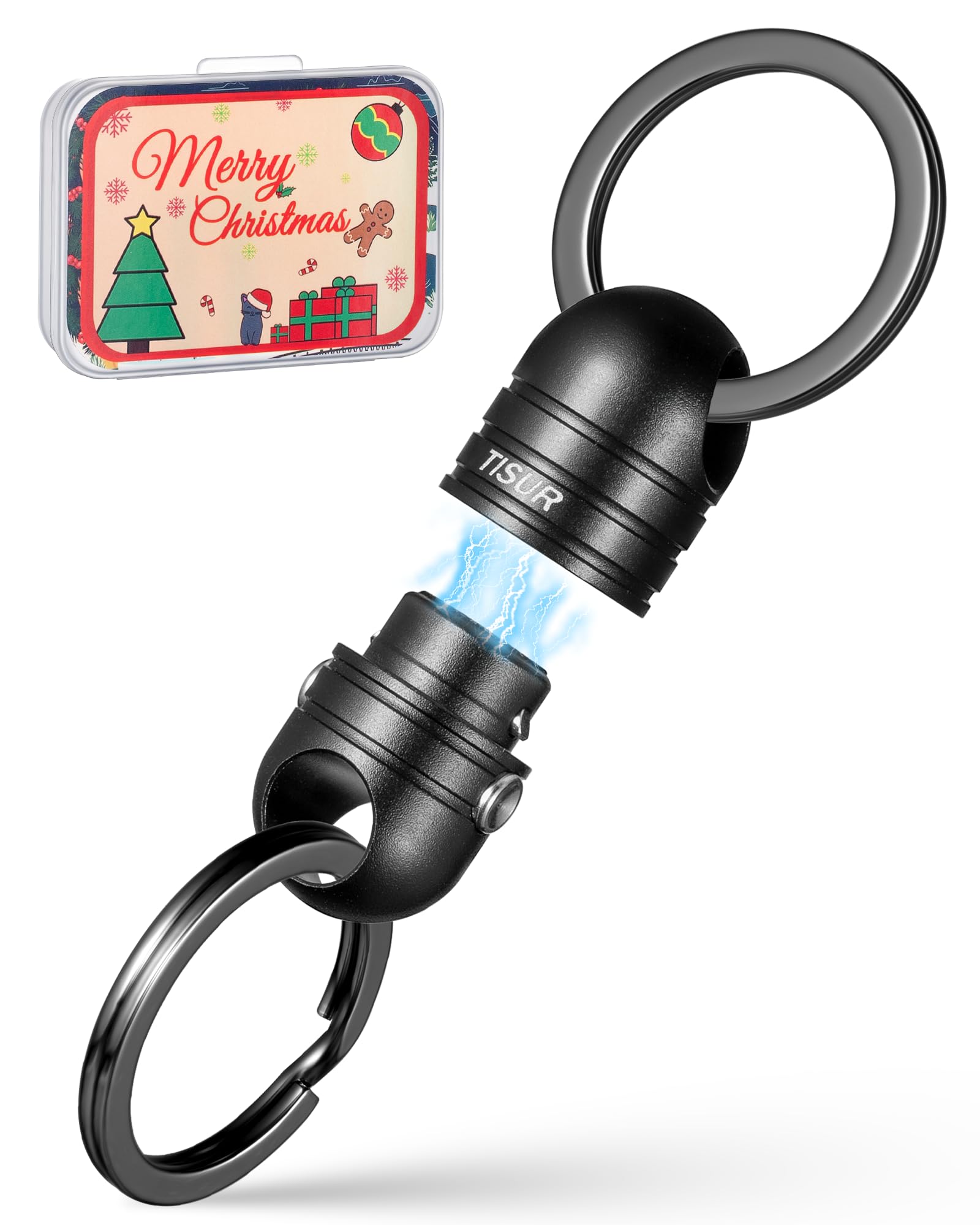 TISUR Quick Release Keychain, Magnetic Key Holder Keyring Connector, Detachable Key Chain Rings for Men Women Car Keys (Black wi