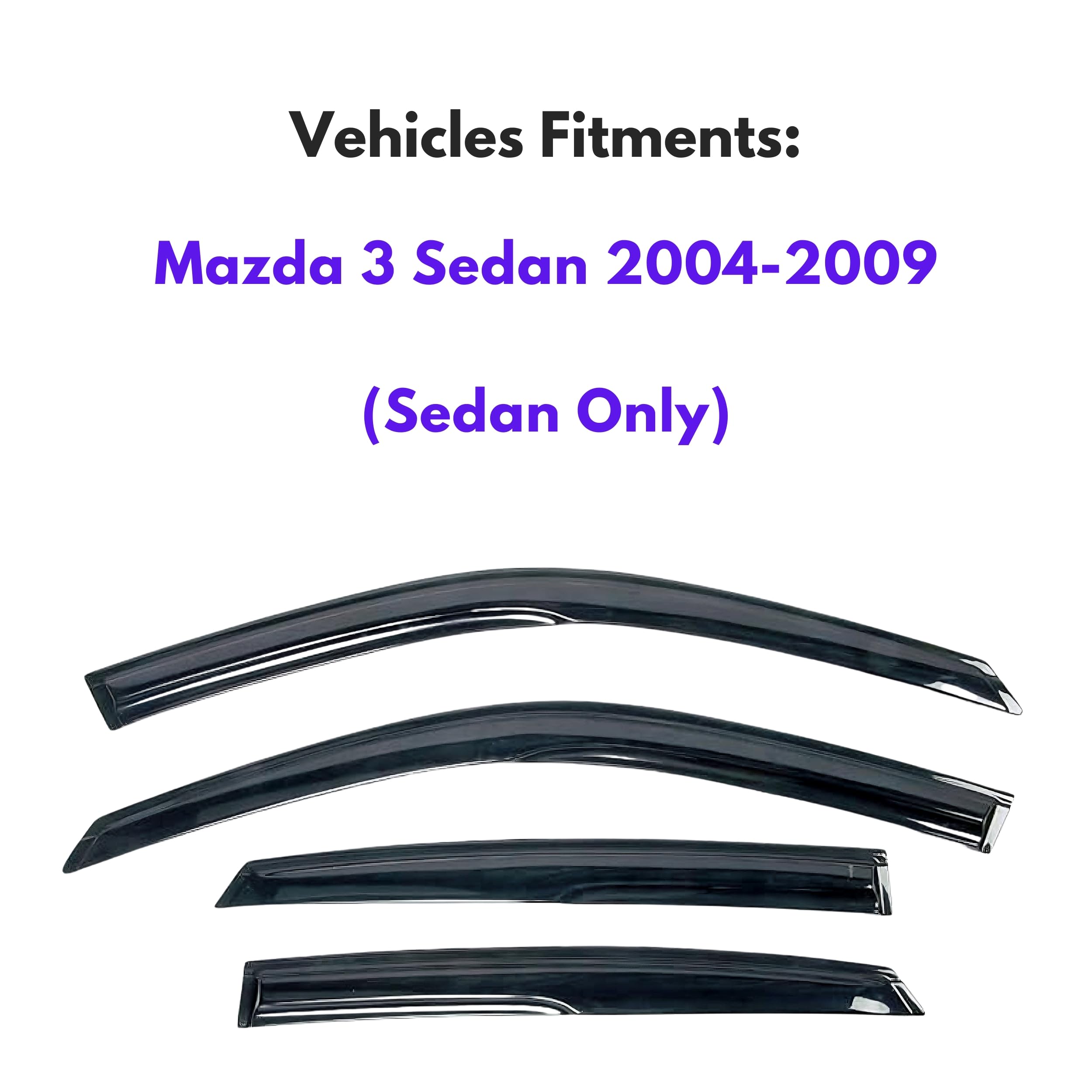 Kpy Window Visor Compatible With Lexus Rx300 1999-2003, 4Pc Rain Guard Side Window Vent Deflectors Tape-On Style, 1999 2000 2001