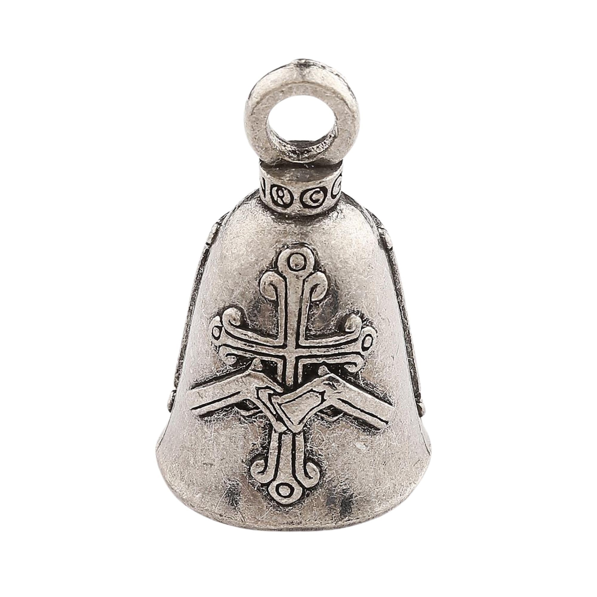 Guardian Bell This Bike Protected By Good Luck Bell W/Keyring & Black Velvet Gift Bag | Motorcycle Bell | Lead-Free Pewter | Mad