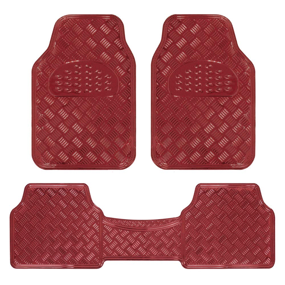 Bdk Red All Weather Heavy Duty Car Floor Mats Interior Liners For Auto Van Truck Suv, Heavy Duty All Weather Protection, Fits Fr