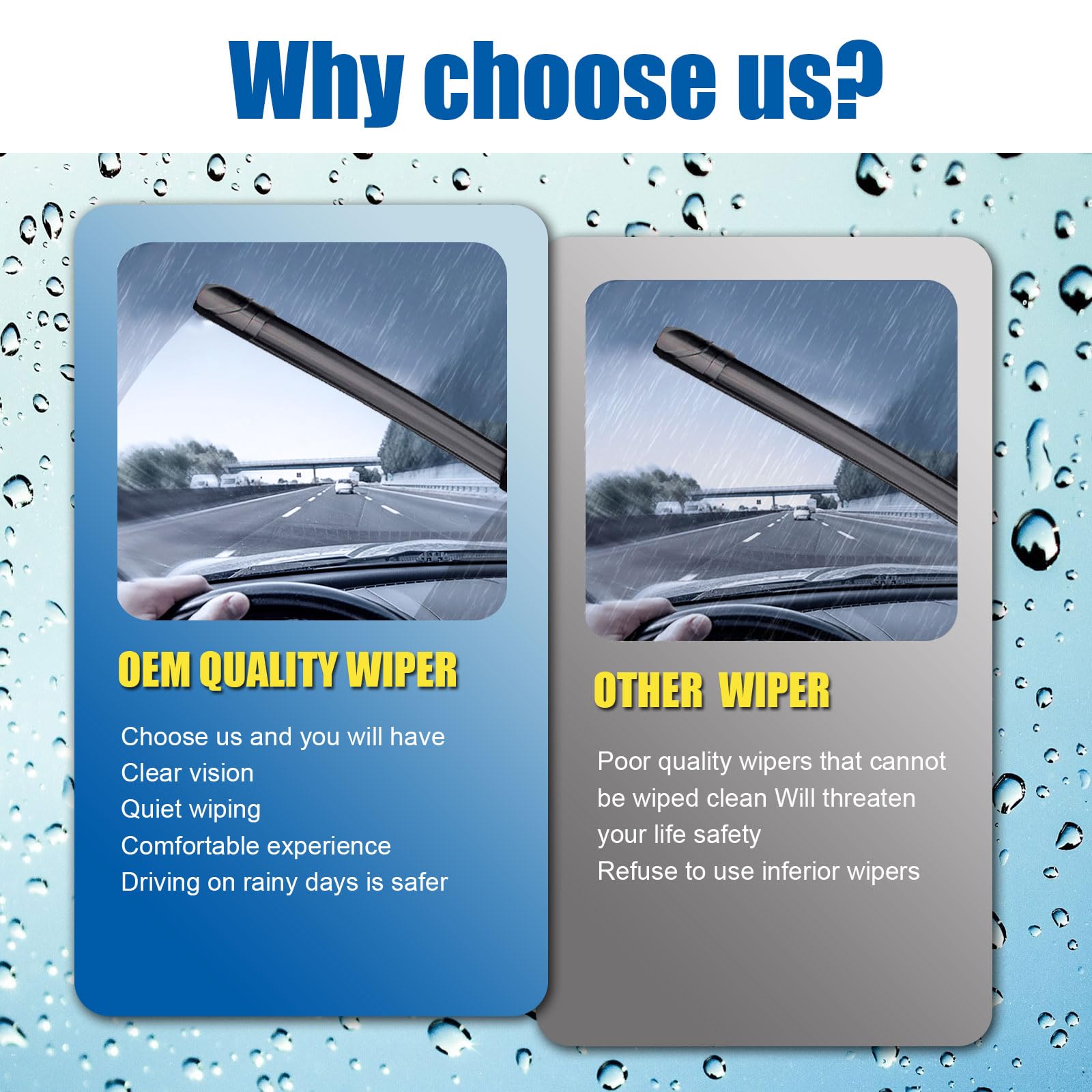 Hrsno 24''+20'' Windshield Wipers With 15'' Rear Wiper Blade Sets Automotive Replacement For Bmw X5 2007-2013,Easy For Installat