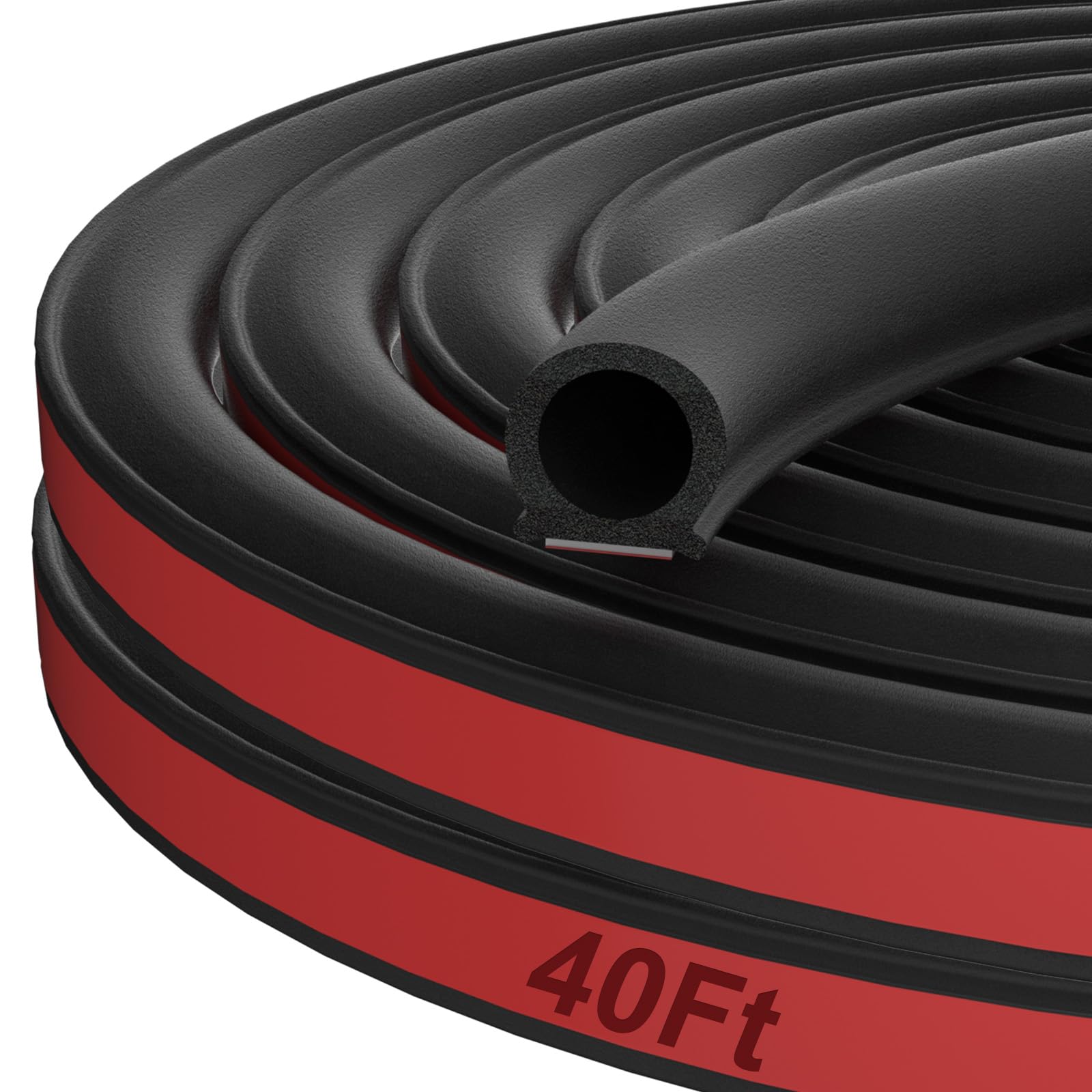 Alophoty 40 Ft Rubber Weather Stripping Door Seal, D Shaped Automotive Weather Stripping, Car Door Seal Strip, Self Adhesive Sou