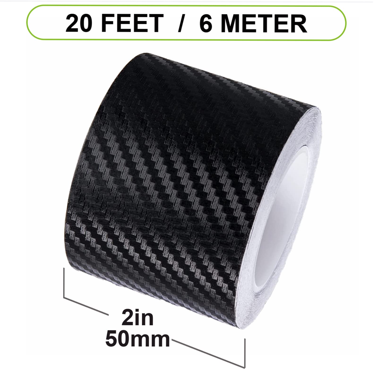 Spurtar Carbon Fiber Vinyl Tape, 2" x 20ft, Chrome Black, Anti-Scratch, Model AEX0068CF, DIY Car Door Edge Guard
