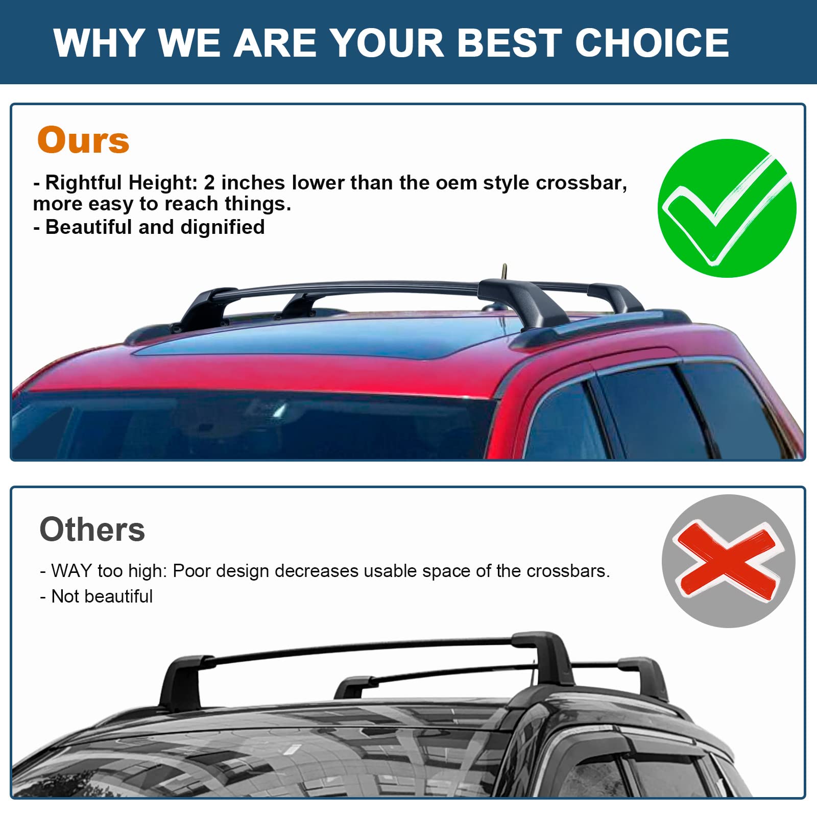 Wonderdriver Roof Rack Cross Bars, Heavy Duty 260lb Aluminum, Fits Jeep Grand Cherokee L 2021-2026, Compatible with Grand Cherokee WL