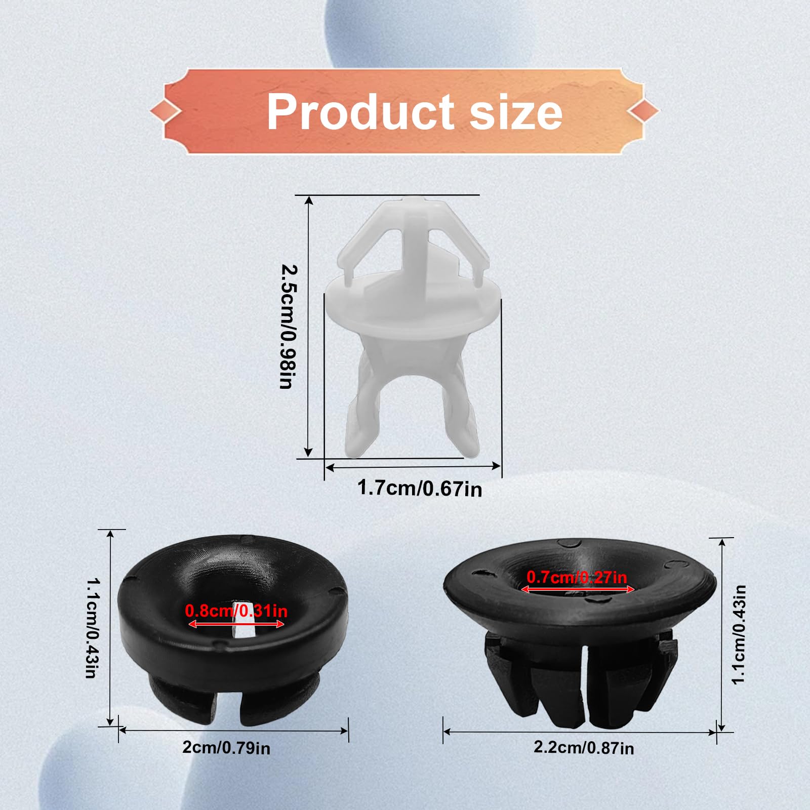 Icyhaws 3Pcs Car Hood Support Prop Rod Clips, Hood Rod Grommet Clips #91503-Ss0-003 91604-Sd2-013 Compatible With Honda Accord O