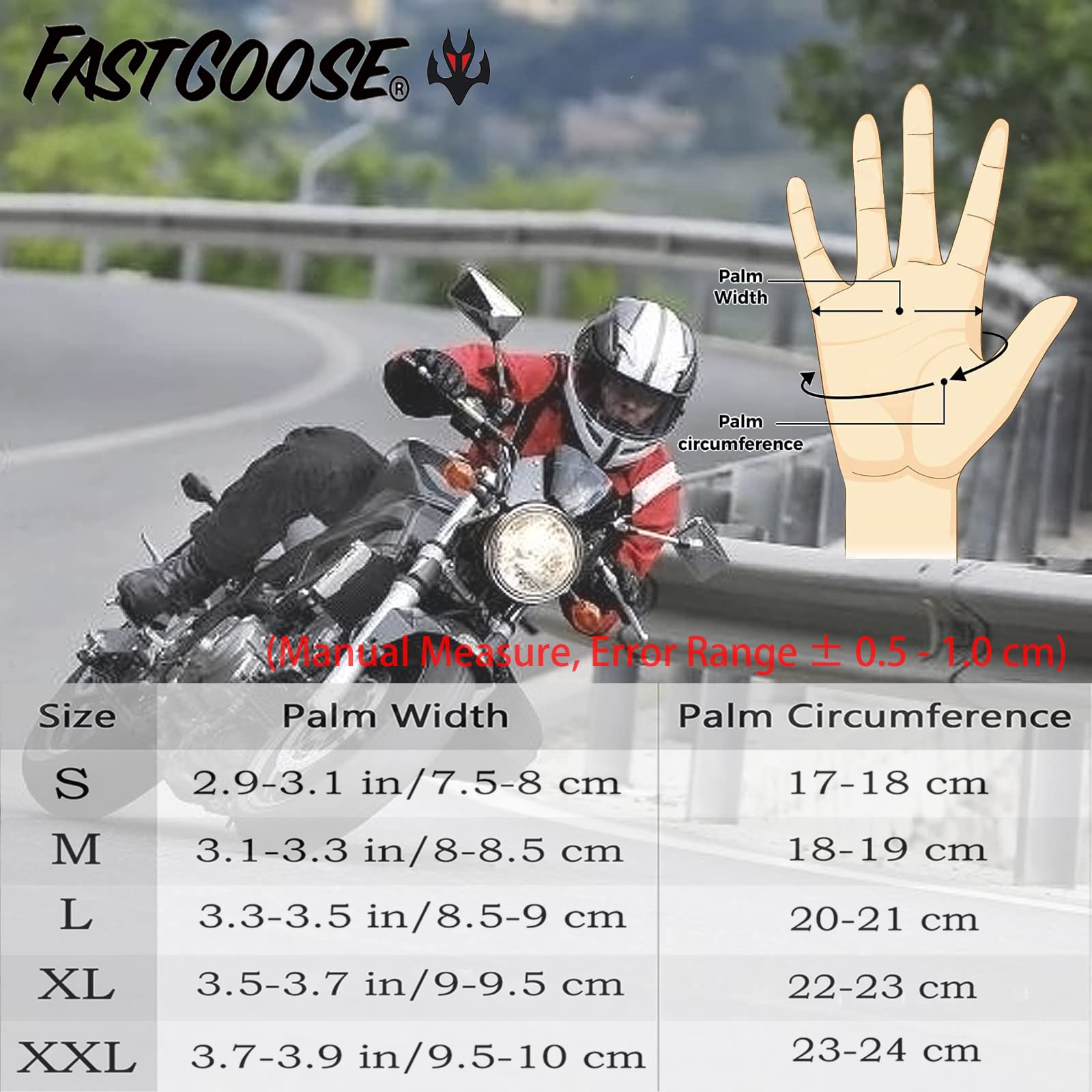 FASTGOOSE Dirt Bike Gloves - Large Red/Black Spandex Motocross Riding Gloves for ATV MX MTB Off Road Racing Sports