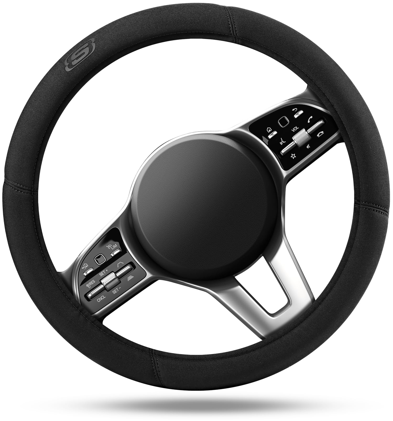 Skechers Memory Foam Steering Wheel Cover - Anti-Slip Comfort, 14.5-15 inch, Black, Fits Most Trucks, SUVs, Cars