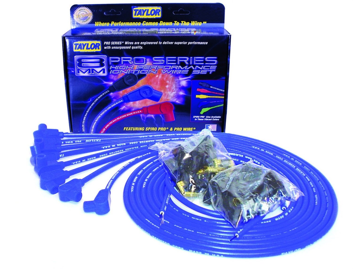 Taylor Cable 70651 8Mm Pro Wire Blue Spark Plug Wire Set
