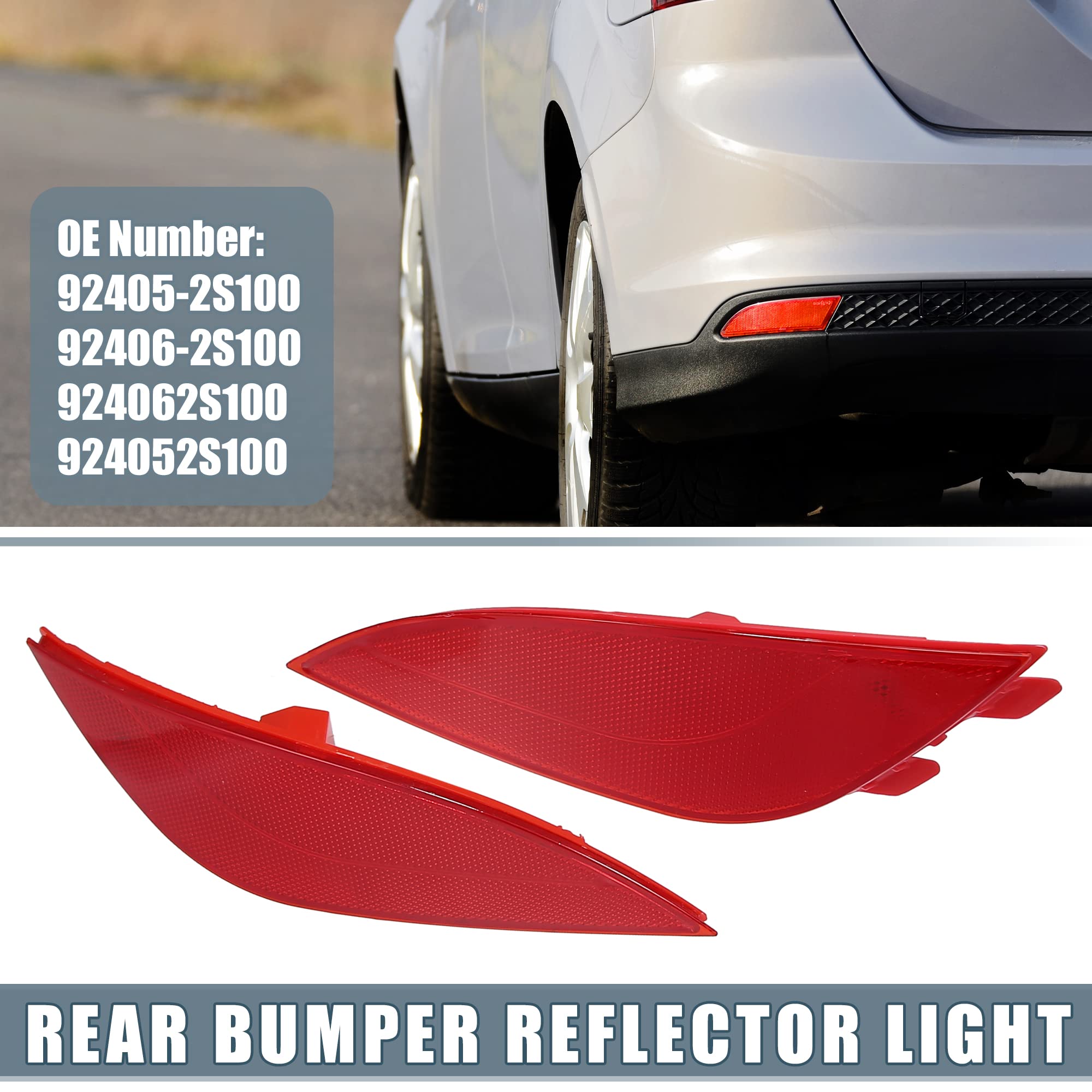 A Absopro Rear Bumper Reflector Light 92405-2S100 For Hyundai Tucson 2010-2015 Left Right Side Red 1 Pair