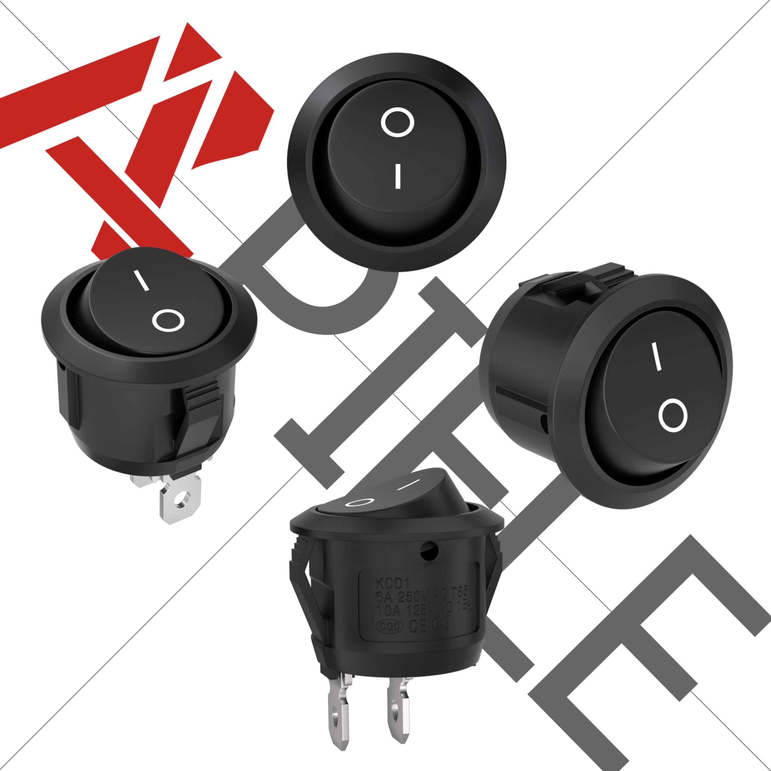 APIELE KCD1 Mini Round Toggle Switch SPST 2Pin Snap-in Design for Car Boat Automotive with Pre-Wired Wires