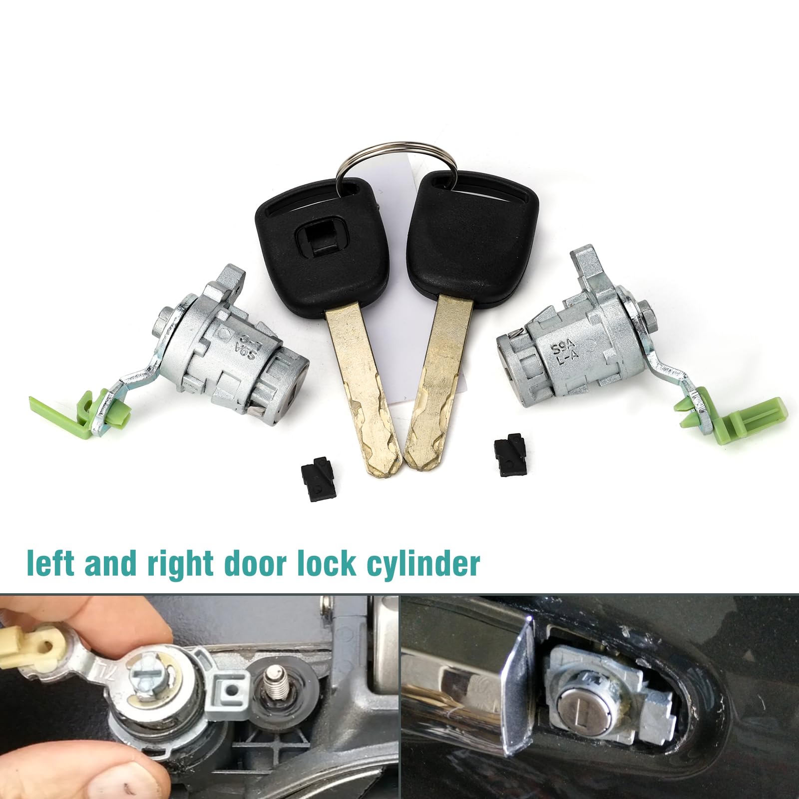 Lock Cylinder W/2 Keys Left & Right Compatible With Honda 1998-2002 Accord, 2001-2005 Civic, 1999-2004 Odyssey, 2000-2009 S2000,