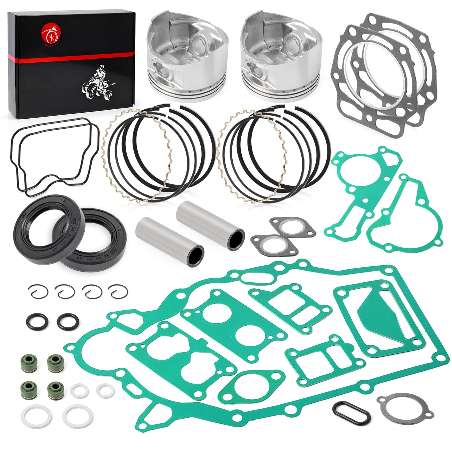 MOTO1988 Engine Top End Rebuild Kit for Kawasaki Mule 2500-4010, Model 13001-2210, Piston, Ring, Gasket Seal