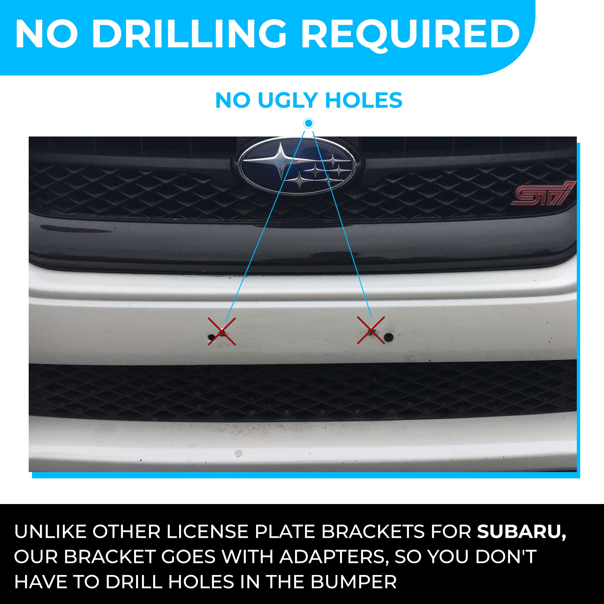 License Plate Bracket for Subaru Outback 2008-2023, Plate Holder Set w 6 Unique Screw Bolts, License Tag Mounting Kit, Quality P