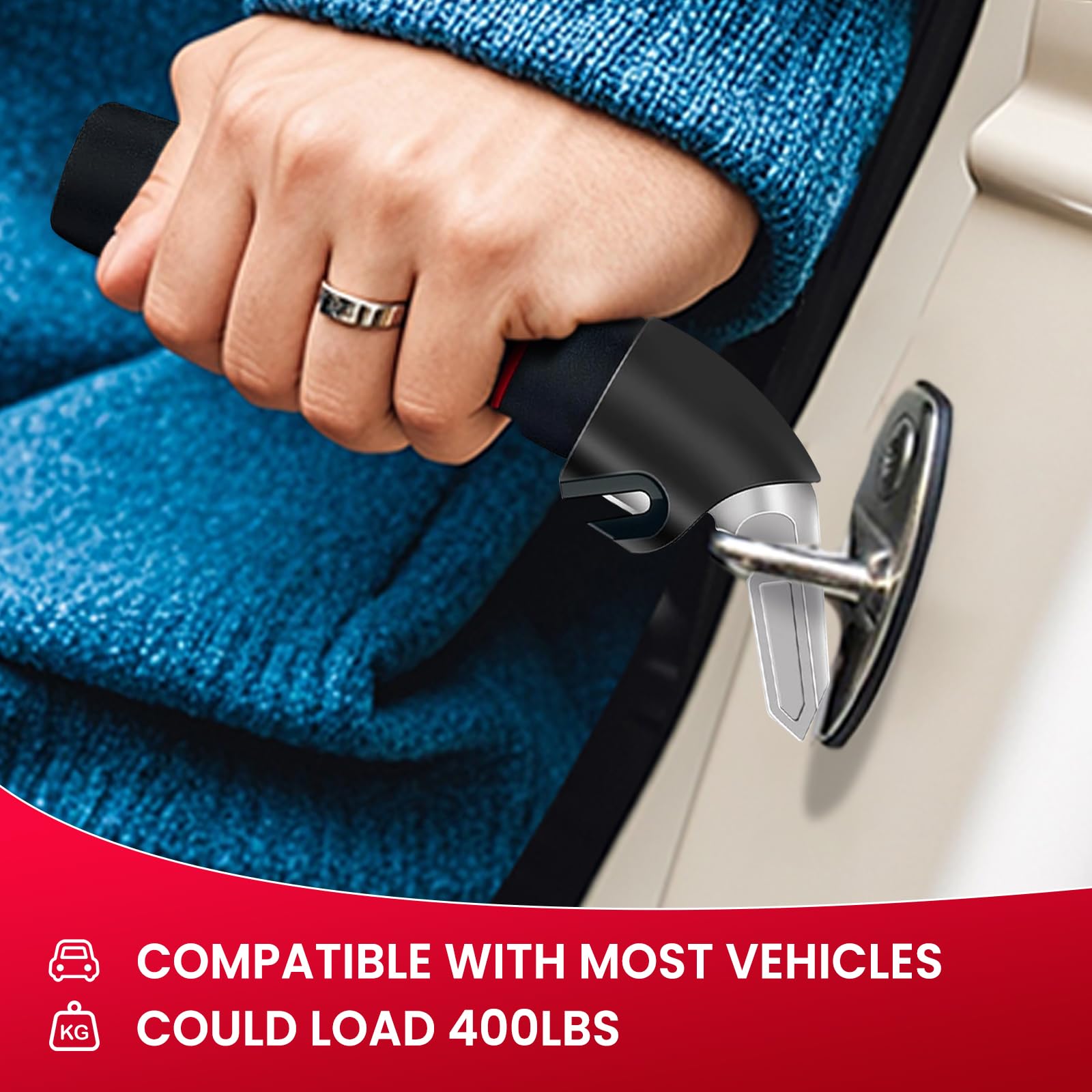 Kounatsuri Portable Car Assist Handle - Auto Multifunction Car Armrest For Elderly & Seniors & Handicap (1Pack Red Handle And 2P