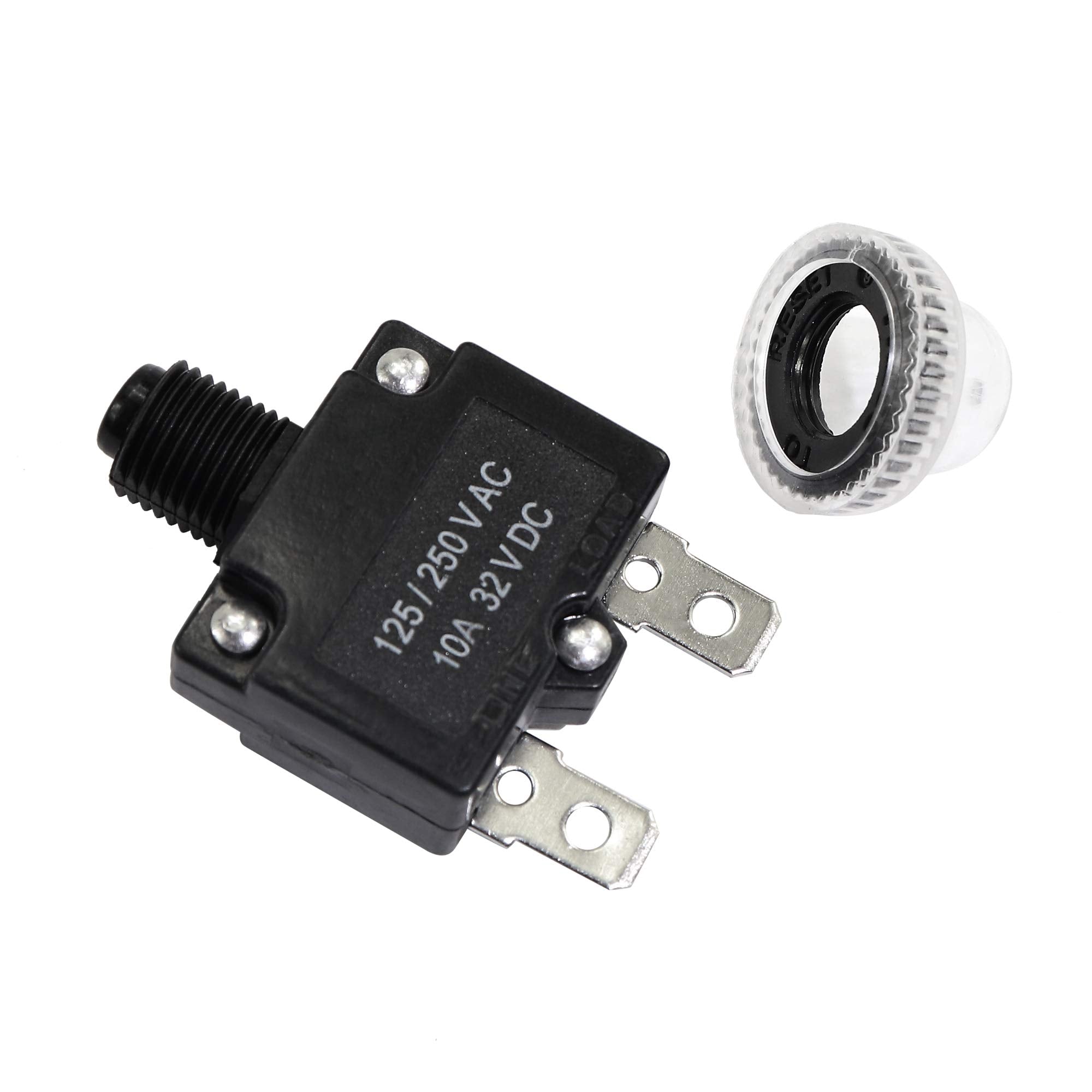 Fuzbaxy 5Pcs 10Amp Circuit Breakers With Manual Reset 32Vdc,Ac125-250V With Quick Connect Terminals