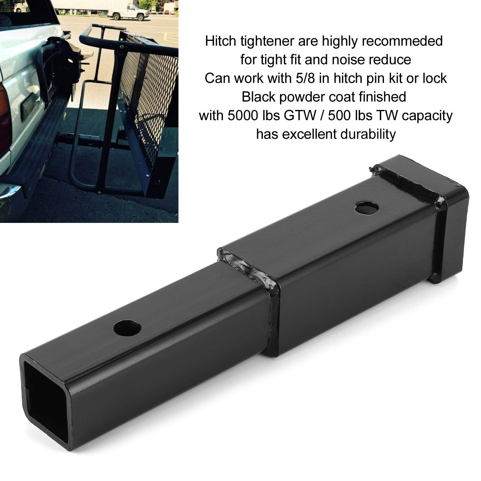 Trailer Hitch Extender, Trailer 12 inches Hitch Extension Receiver Tube Extenders 5000lbs Towing, Towing Hitch Receiver Extender