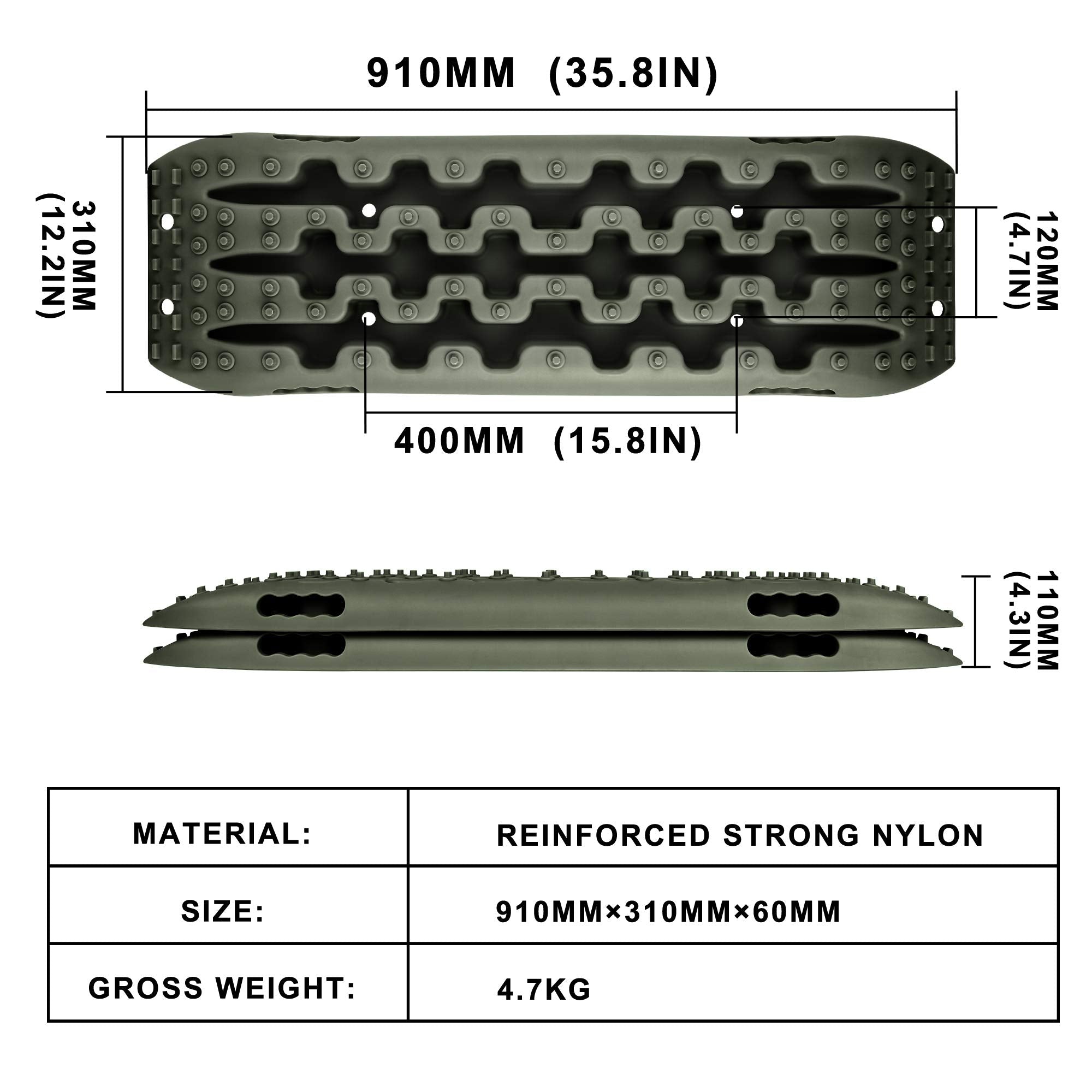 Xpv Auto Traction Boards Recovery Tracks Tire Ladder 4Wd Recovery Mat For 4X4 Offroad Sand Snow Mud Track (Olive)