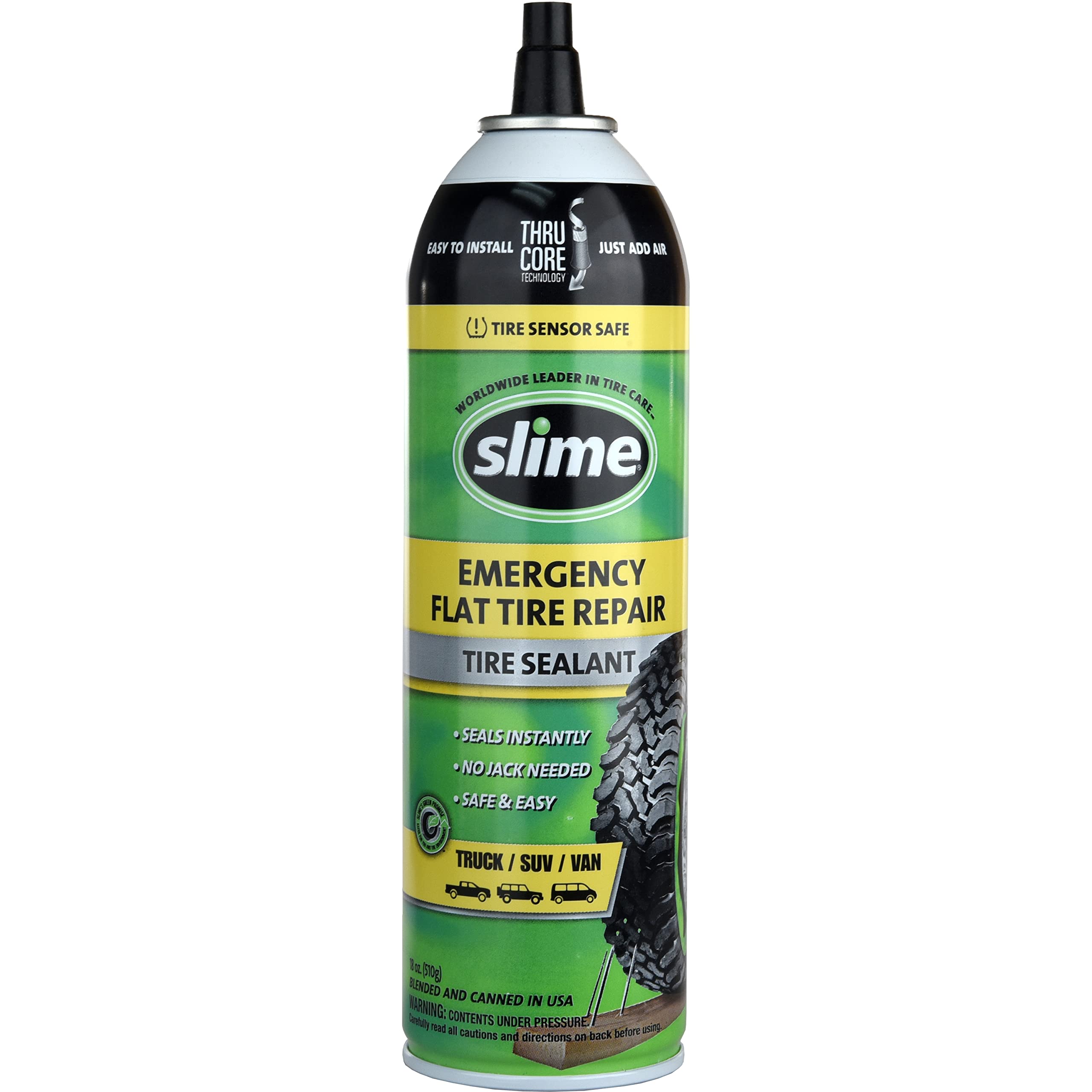 Slime 60187 Flat Tire Puncture Repair Sealant, Emergency Repair for Highway Vehicles, Suitable for Cars/Trailers, Non-Toxic, eco