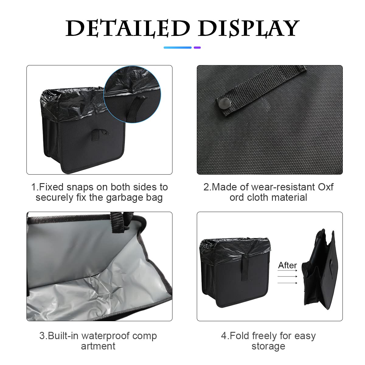 Fekey&Jf Foldable Car Trash Can, Hanging Waterproof Leakproof Trash Can Storage Bag For Car With Large Capacity, Car Interior Ac