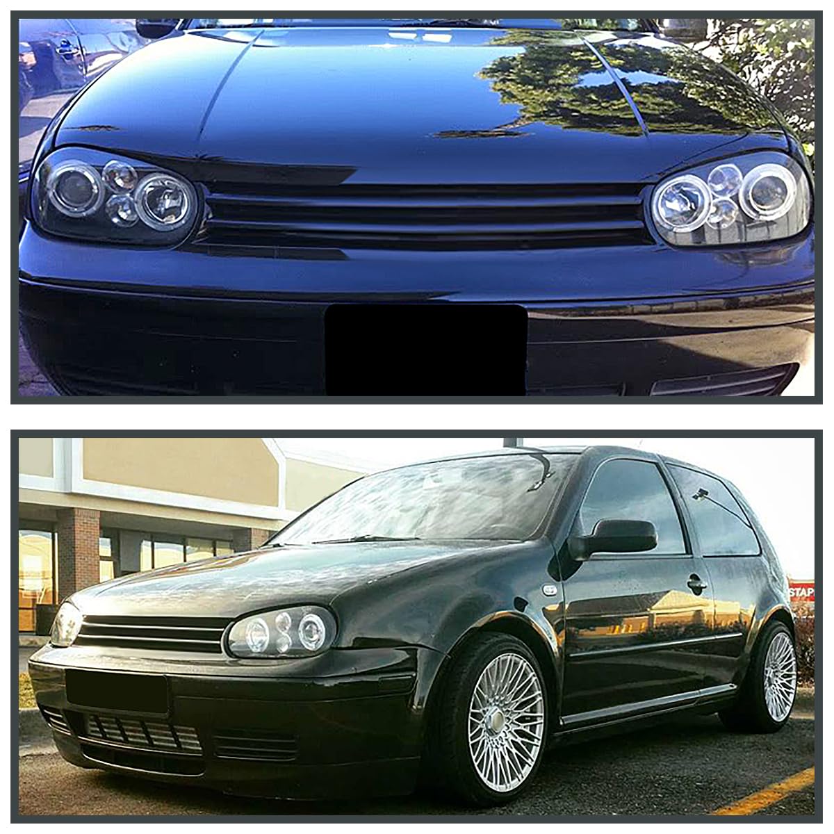 SPEC-D Tuning Euro Black Projector Headlights for 1999-2006 VW Golf/GTI, Left + Right Pair, Black Housing Clear Lens, Model LHP-GLF99JM
