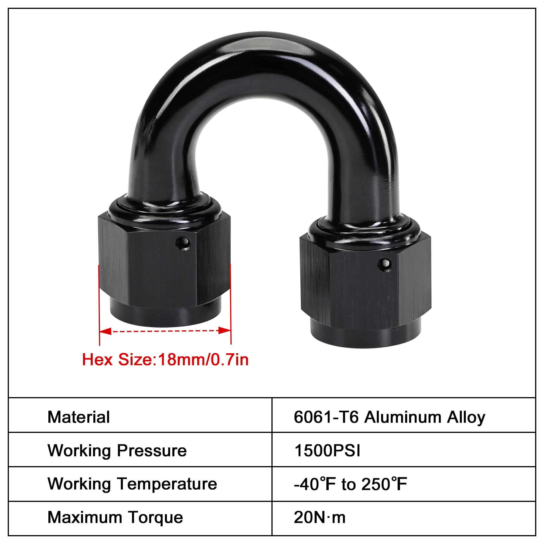 Evil Energy 6An Female To 6An Female 180 Degree Swivel Coupler Union Fitting Adapter Aluminum Black