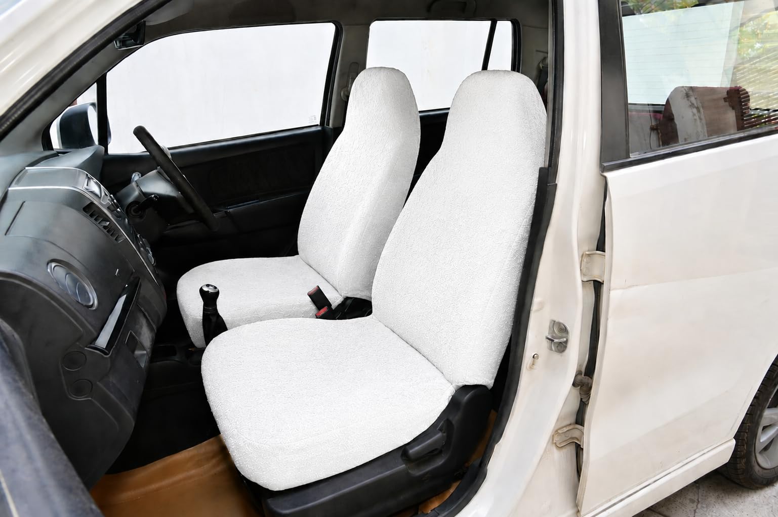 Atist Car Cotton Seat Cover for WagonR (White, NonDetachable Headrest)