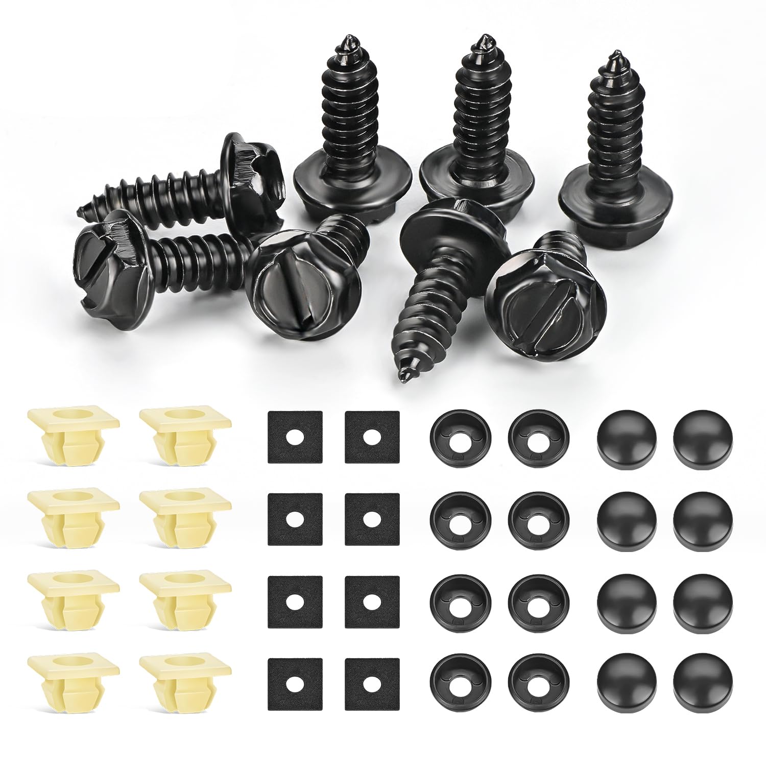 Nilight License Plate Screw Kit For Fastening Front And Back License Plates On Cars, Suvs, And Trucks Black Zinc Plated Rust-Pro